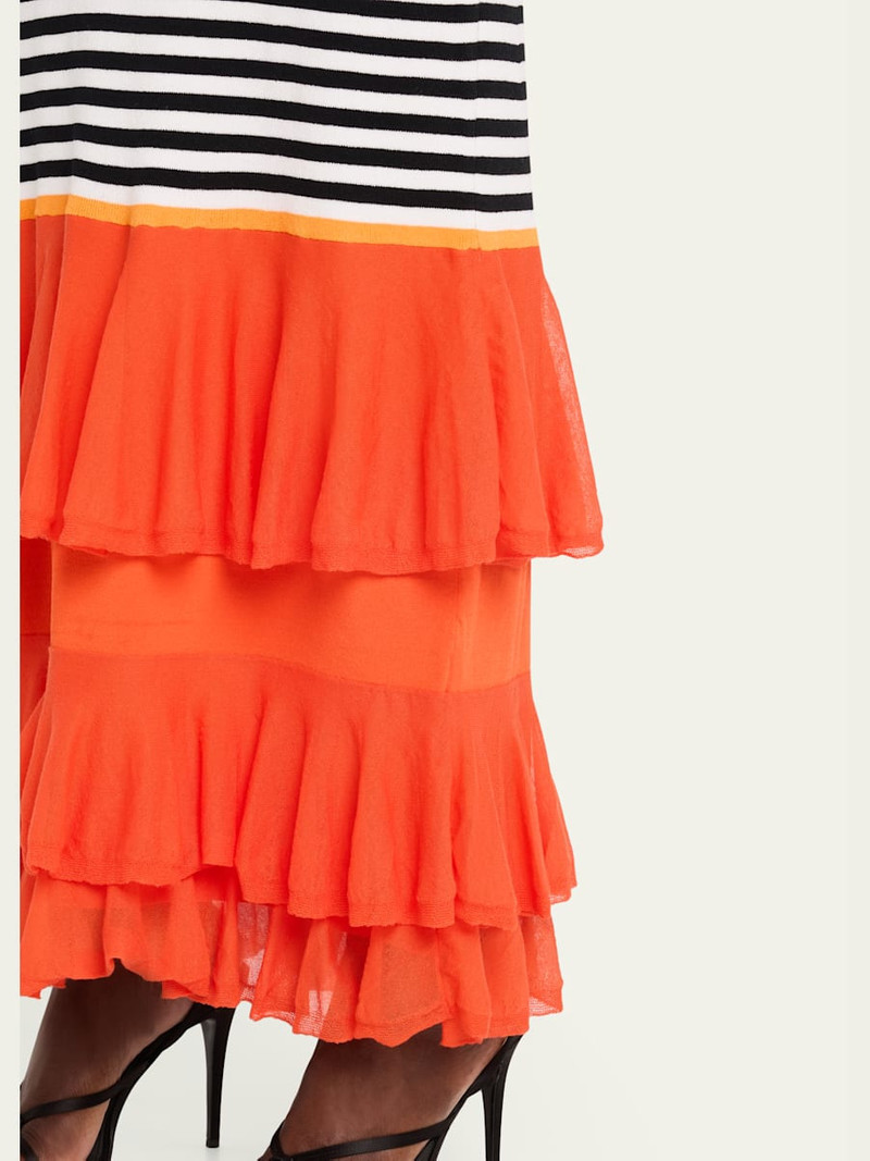 Striped Halter Neck Ruffle Dress 5