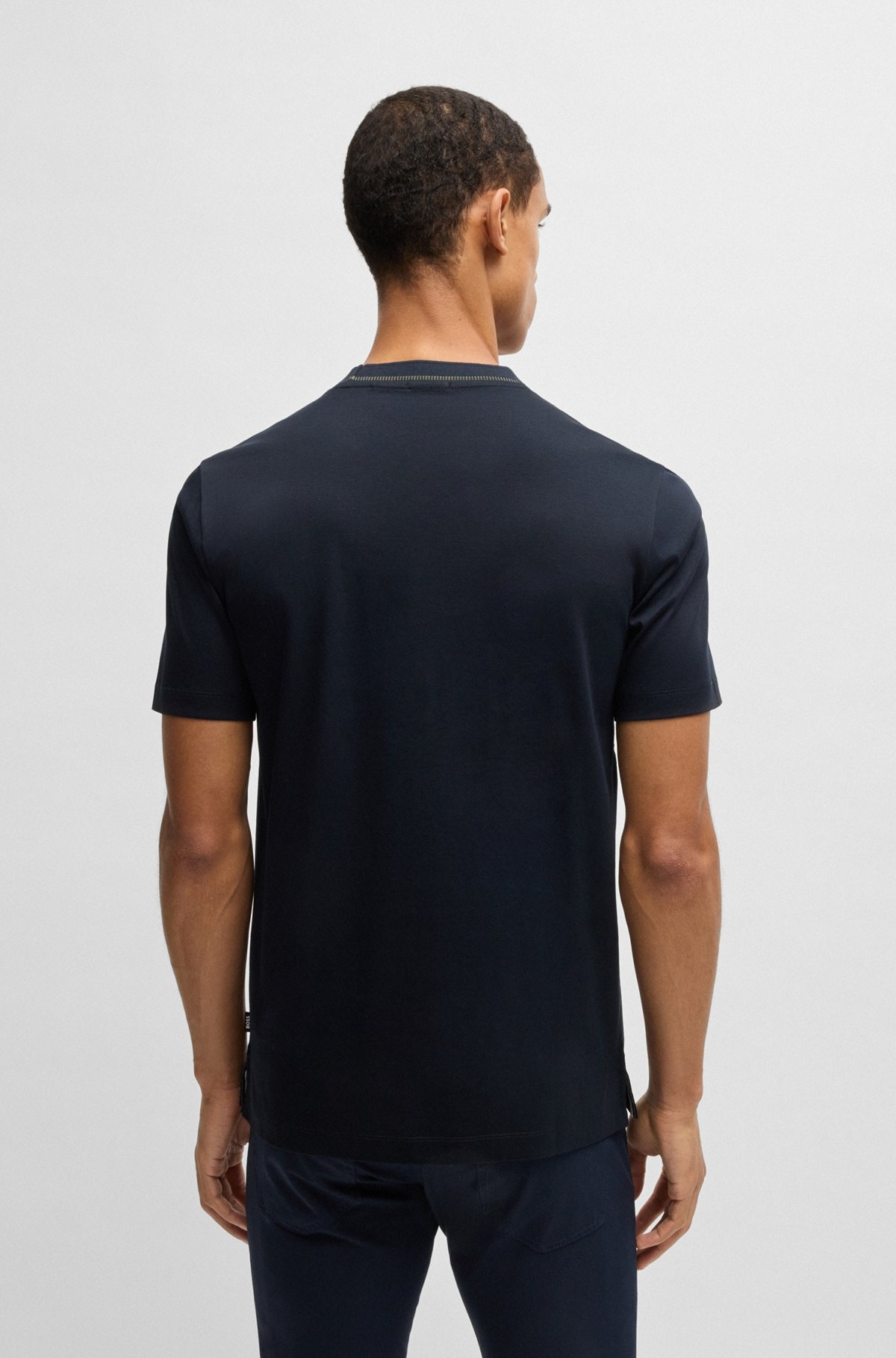 MERCERIZED-COTTON SLIM-FIT T-SHIRT WITH COLLAR STRIPE - 5