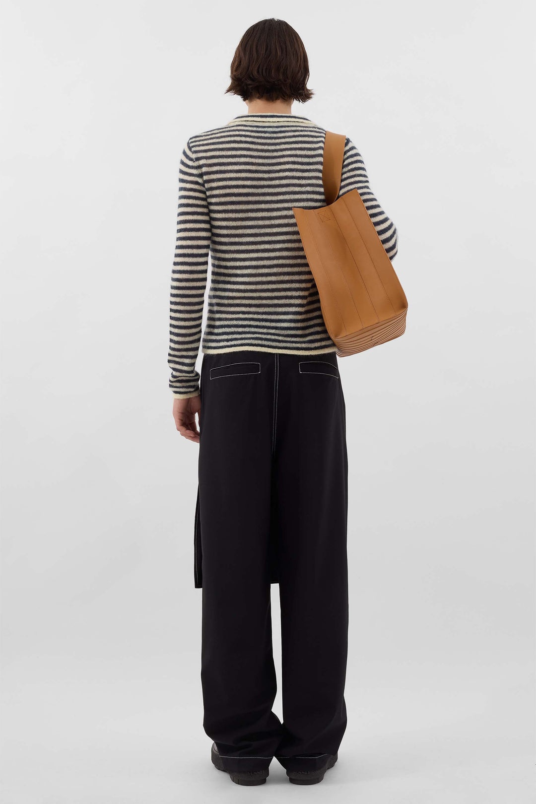 STRIPED MOHAIR POLO / off white & deep blue stripes - 4