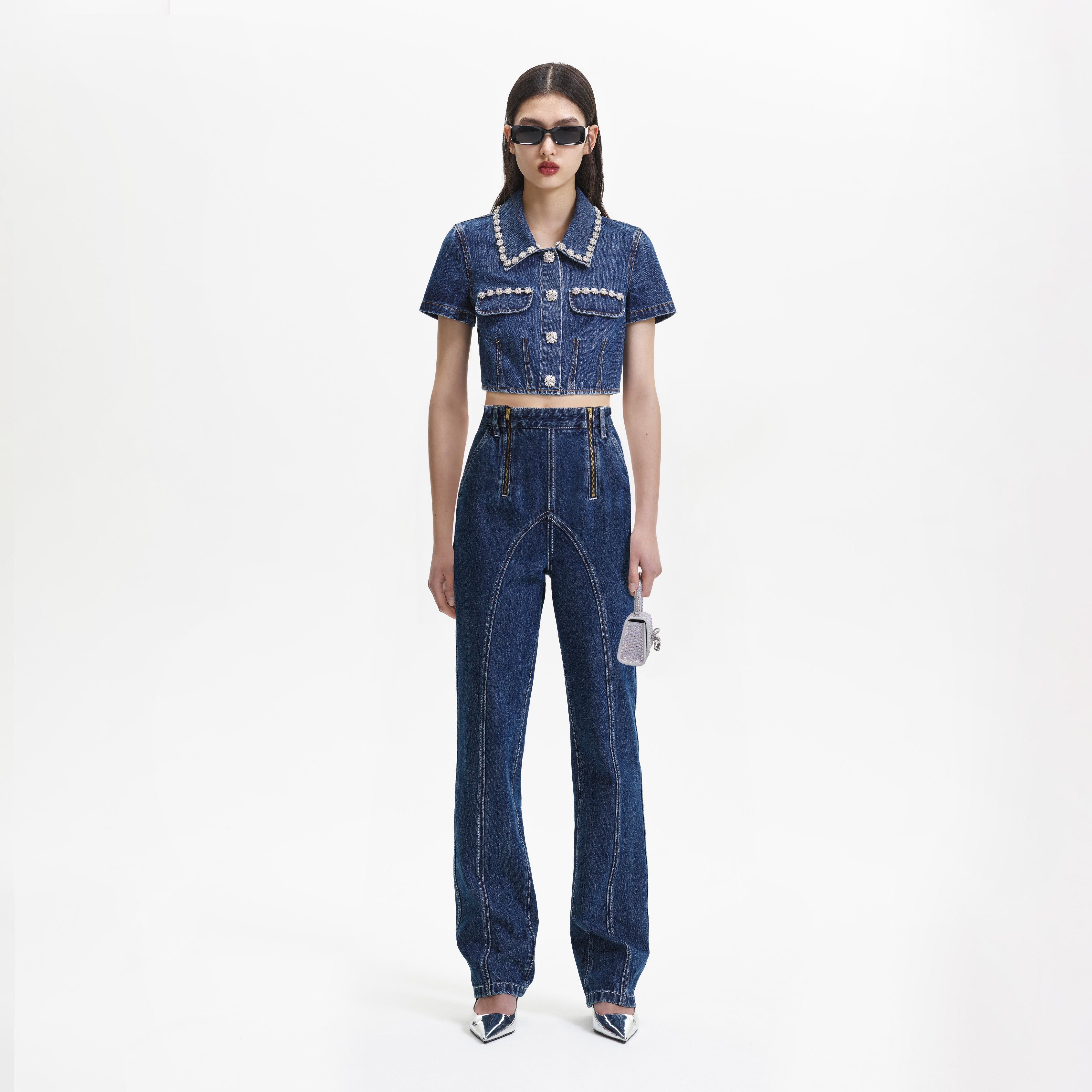 Black Stitch Detail Jeans - 8