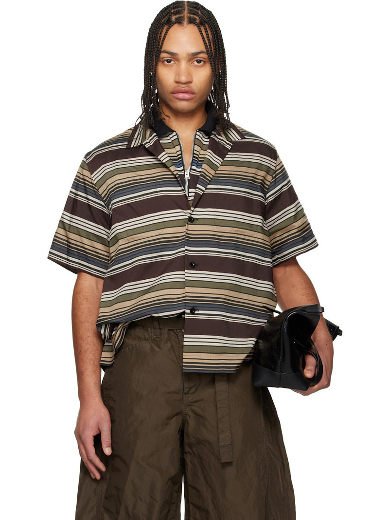Beige & Brown Horizontal Stripe Shirt 1