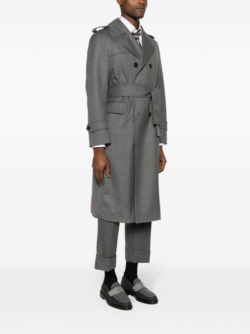 wool double-breasted trench coat - 3