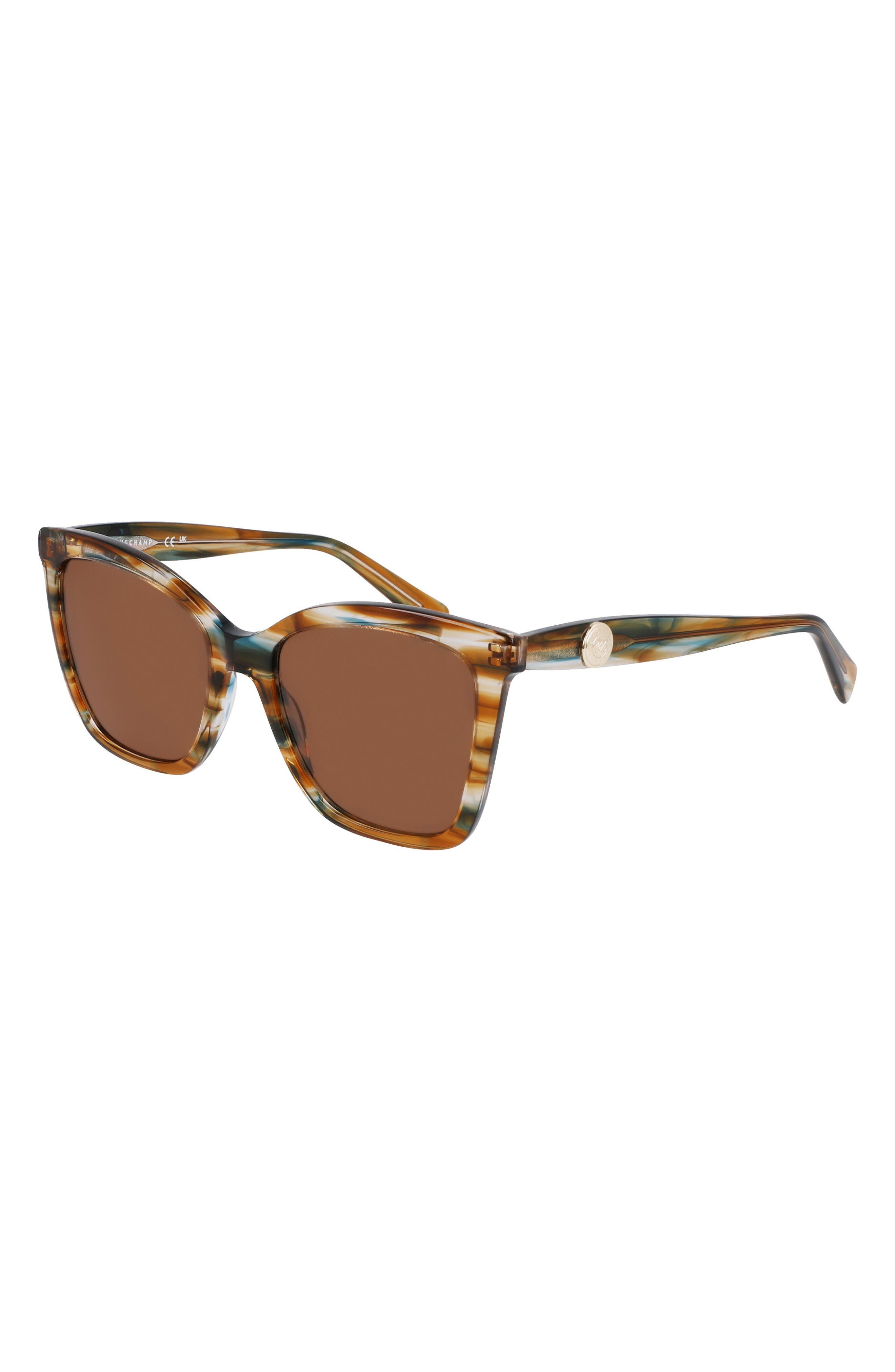 Longchamp Le Pliage 54mm Gradient Cat Eye Sunglasses in Striped Brown/Petrol at Nordstrom - 2