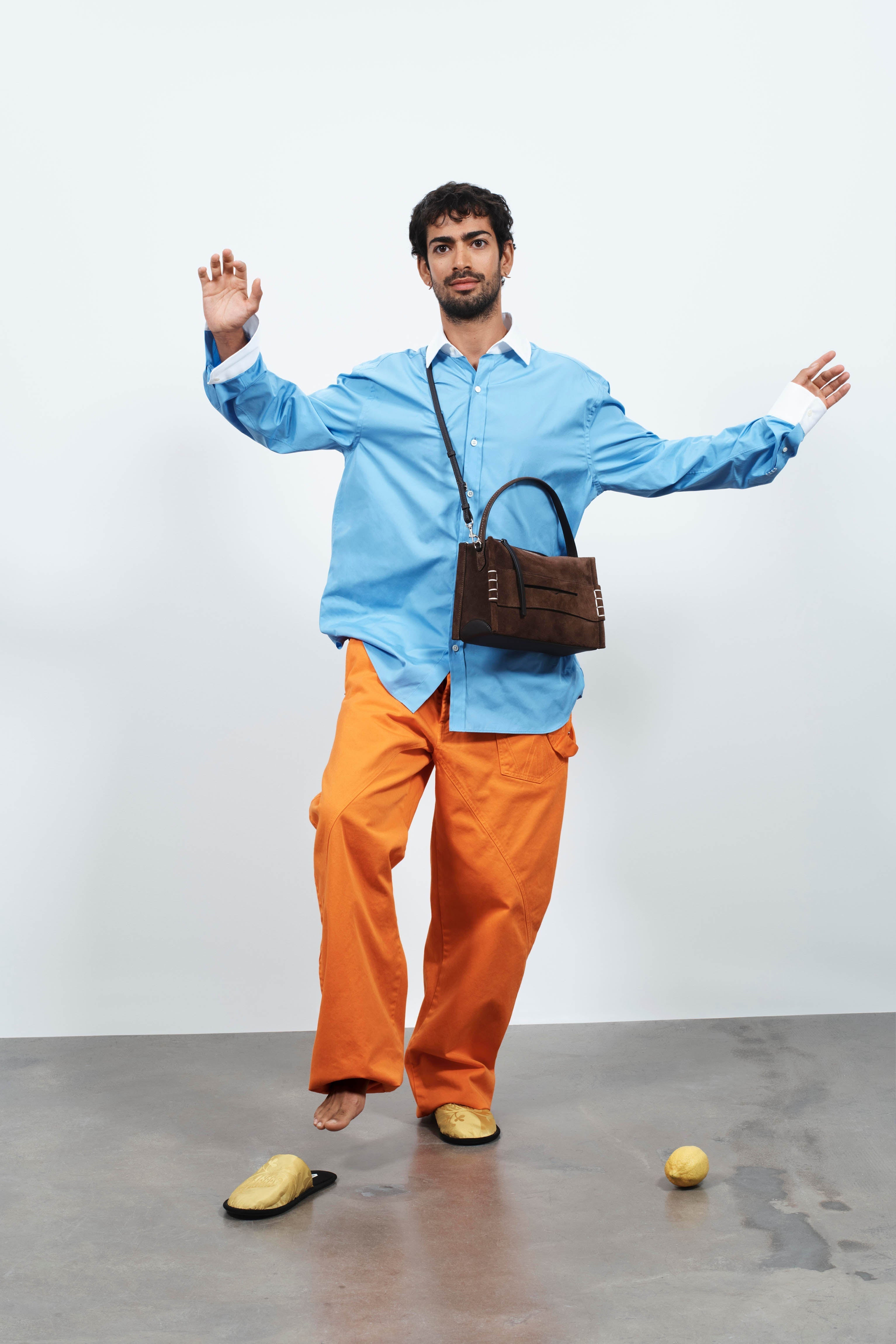 CONTRAST COLLAR DRESS SHIRT IN CORNFLOWER BLUE - 7