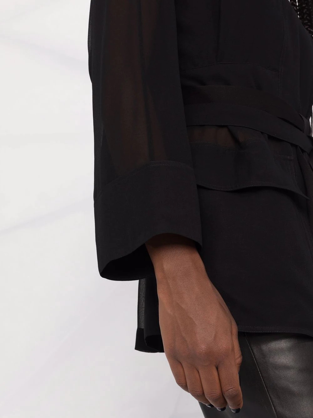 tie-fastening shirt jacket - 3