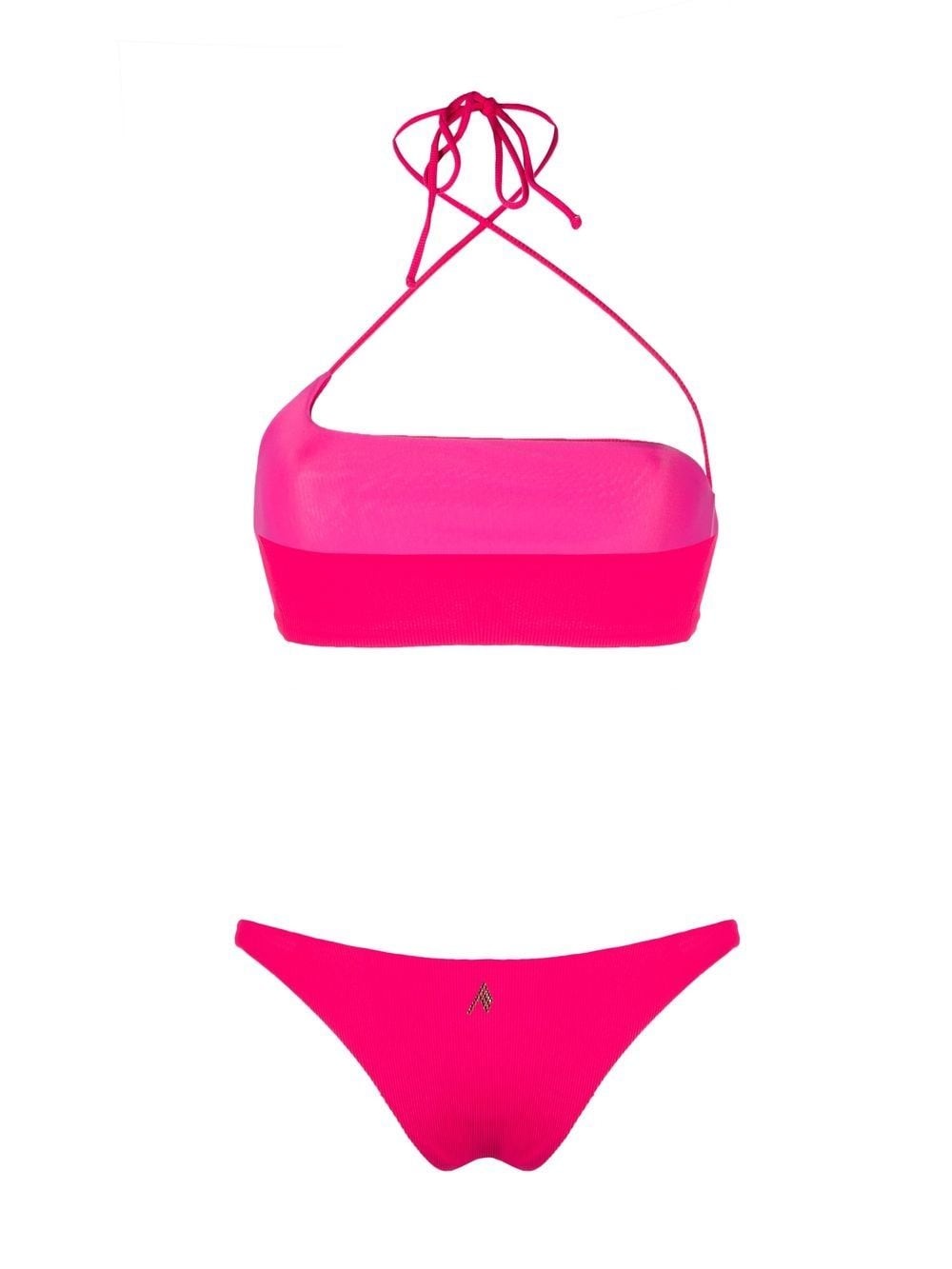 ribbed halterneck bandeau bikini - 2