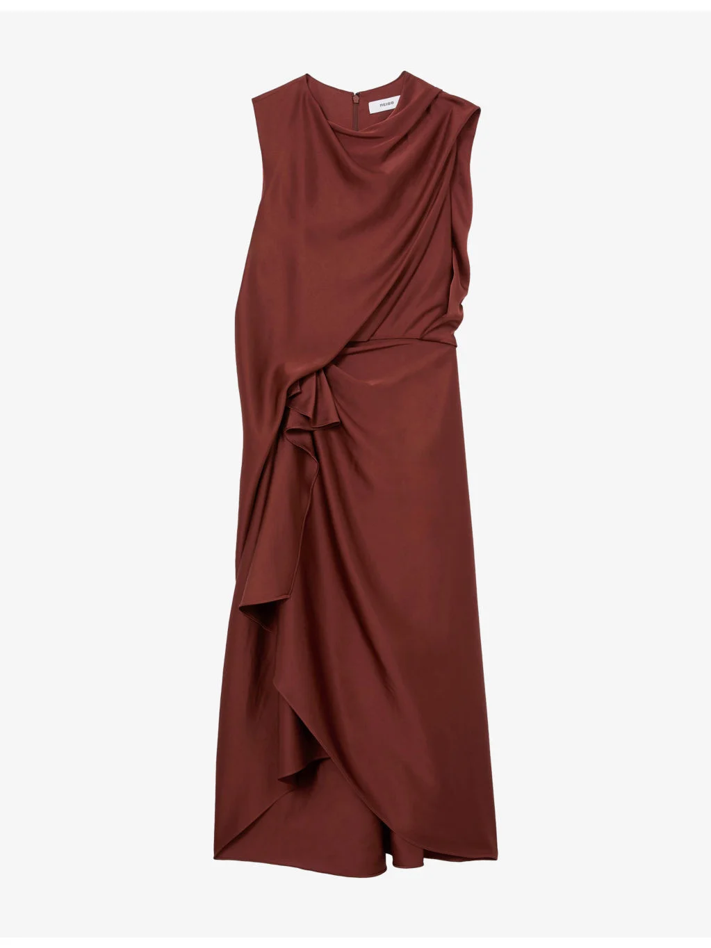 Mabel Sleeveless Frill-Detail Satin Midi Dress - 1
