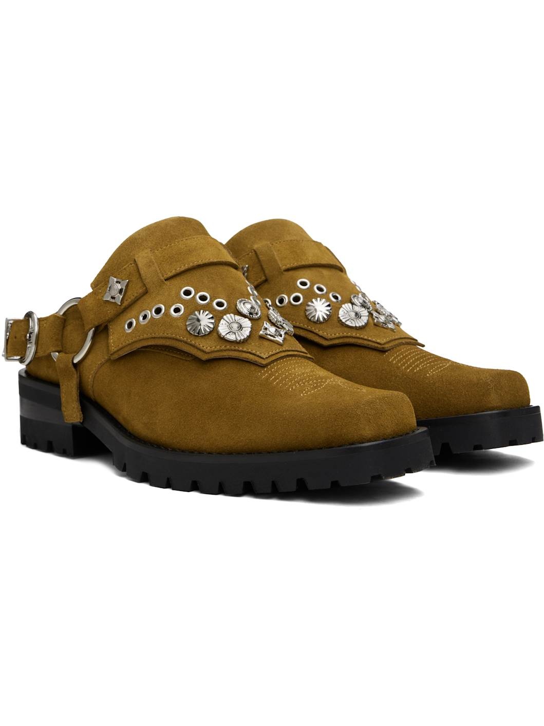 TOGA VIRILIS Tan Suede Slip-on Loafers | REVERSIBLE