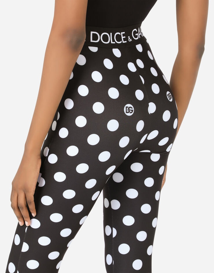 Spandex leggings with polka-dot print and branded elastic - 5