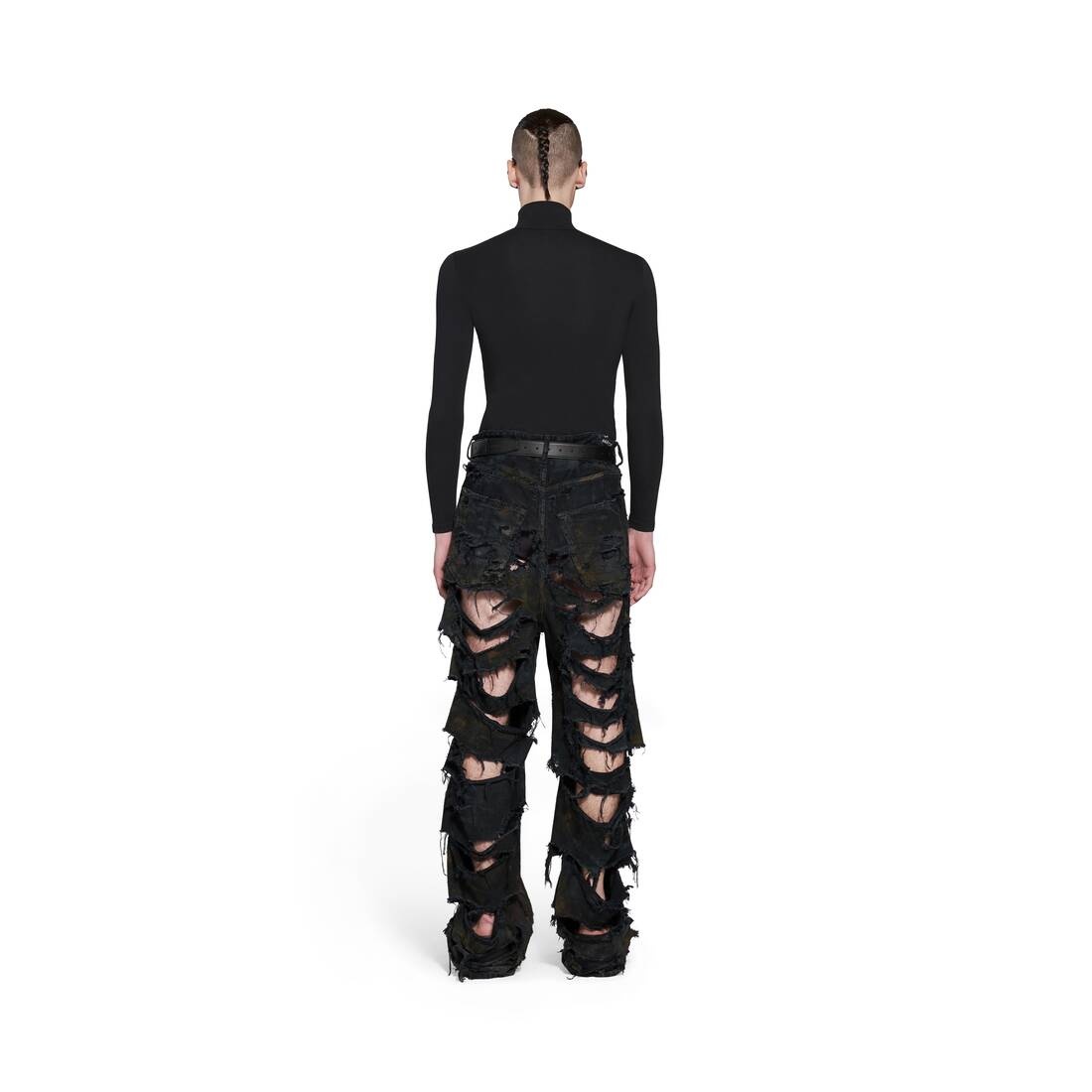 Super Destroyed Baggy Pants in Black - 4