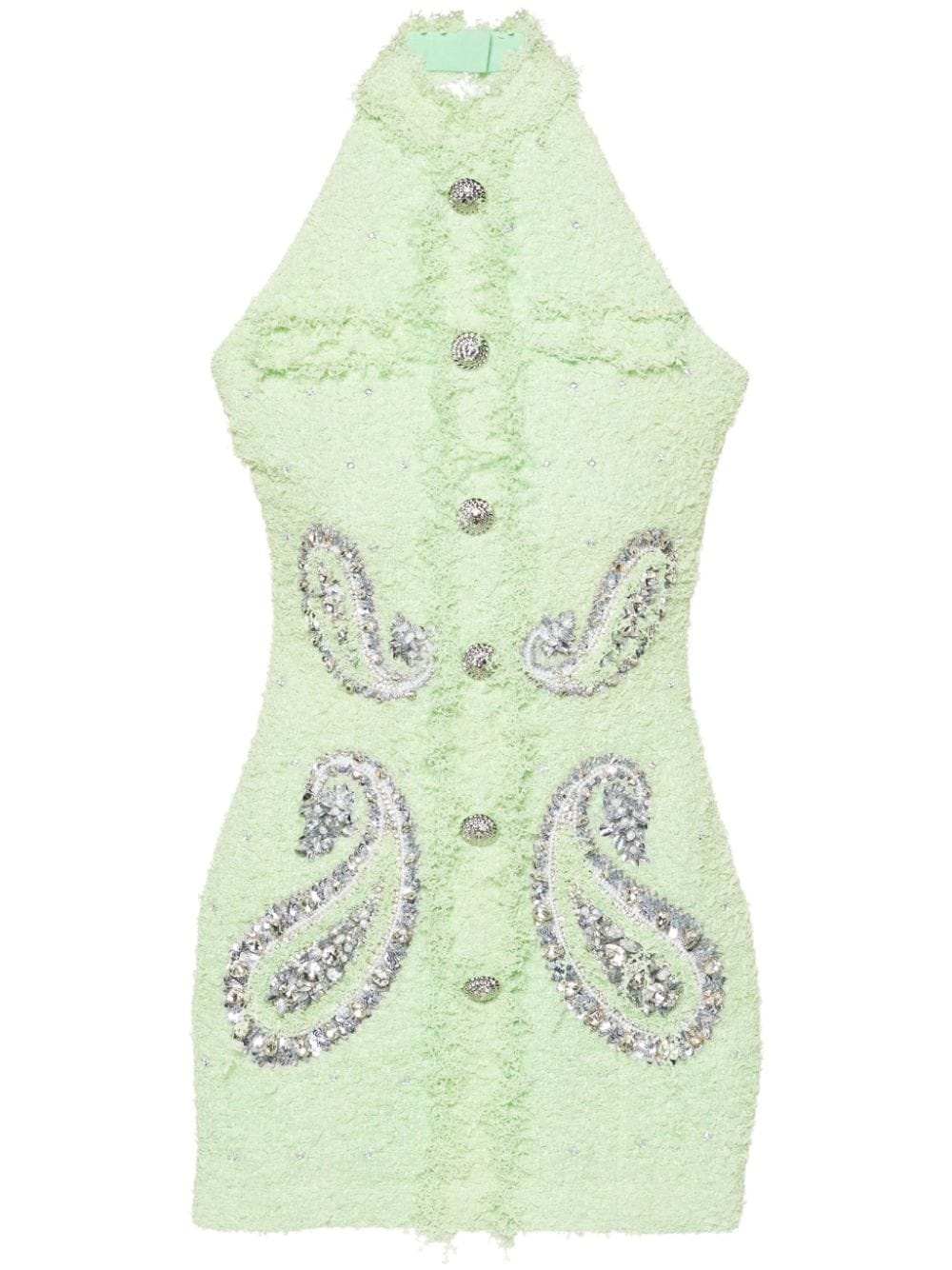 paisley-embellished tweed mini dress - 1