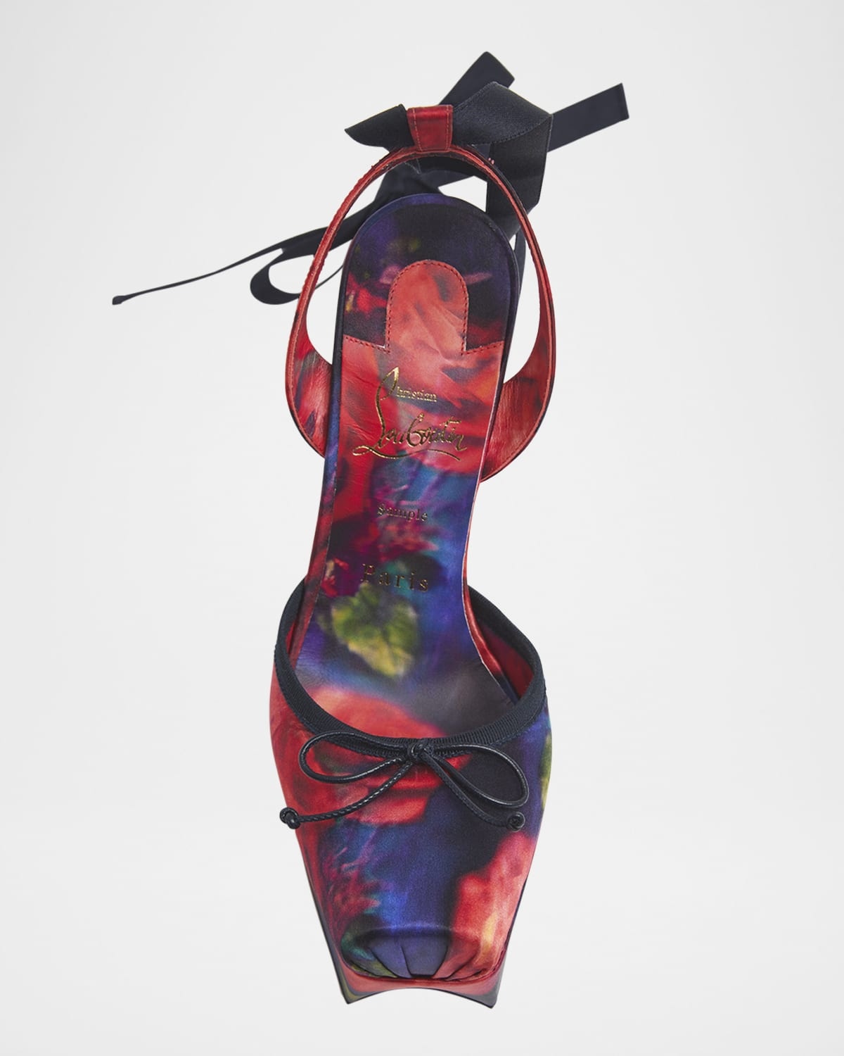 Christian Louboutin Cassia Rose Ankle-Tie Red Sole Platform Pumps