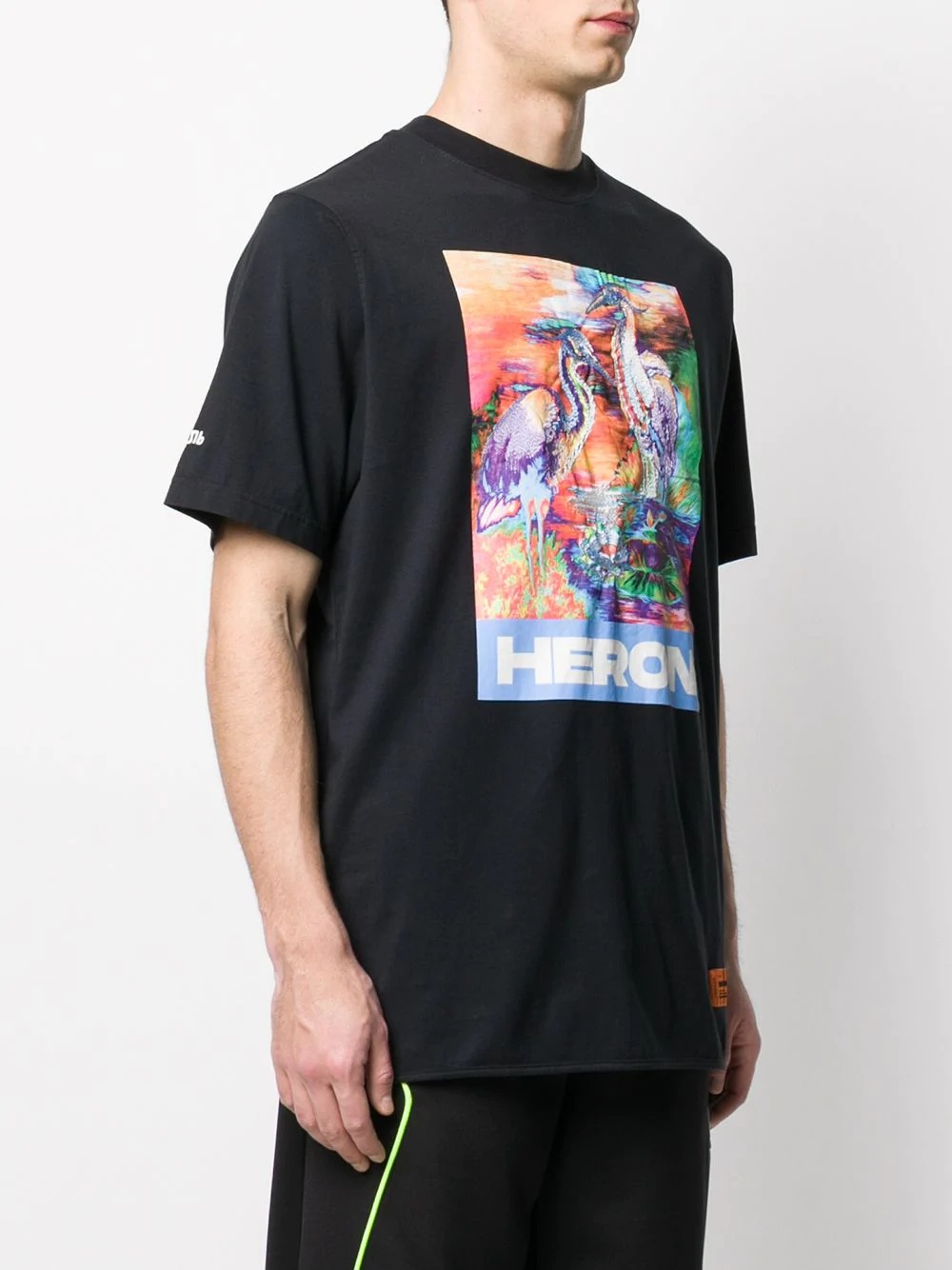 crew neck heron print T-shirt - 3