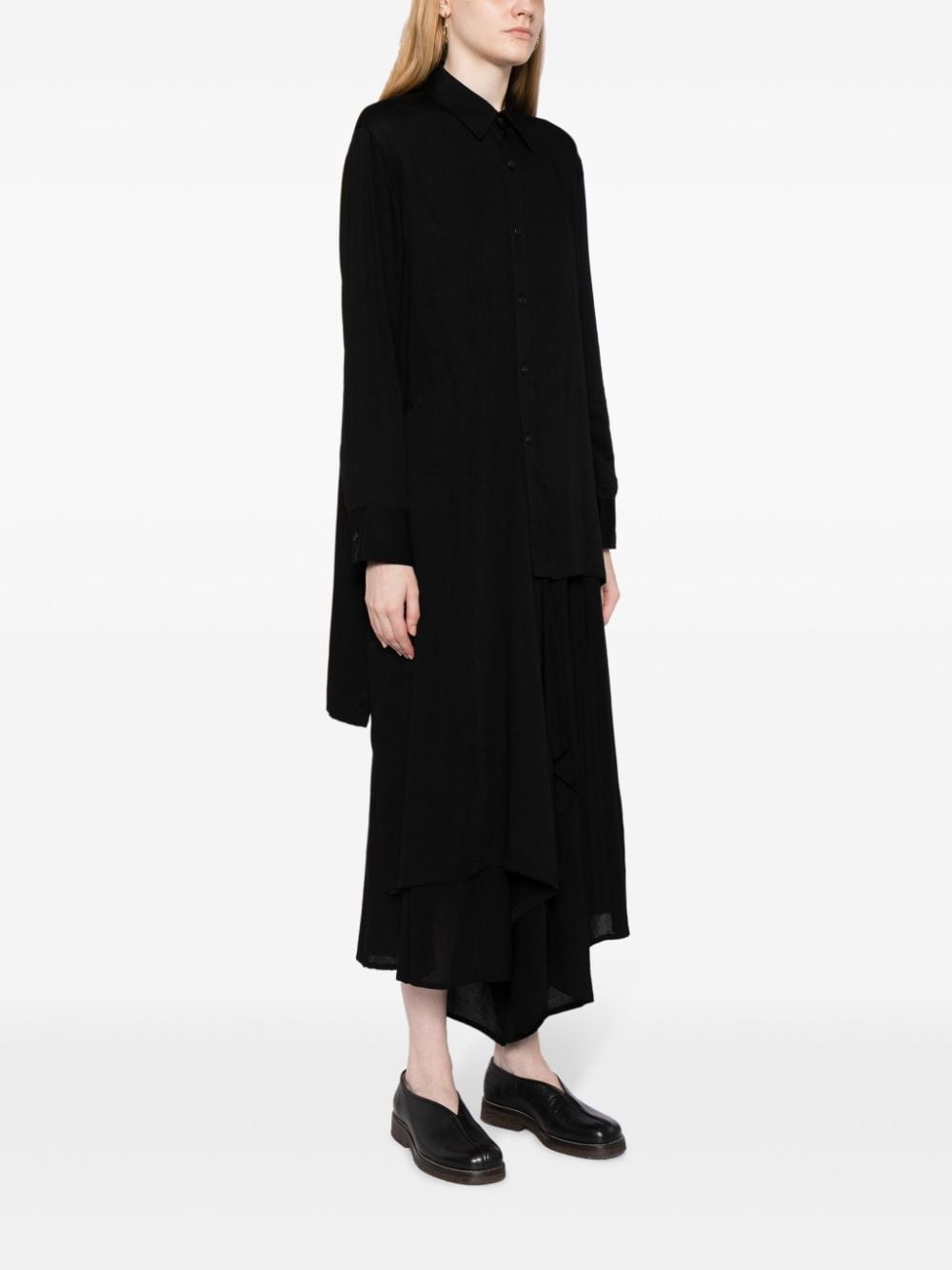 asymmetric long-sleeve shirtdress - 3