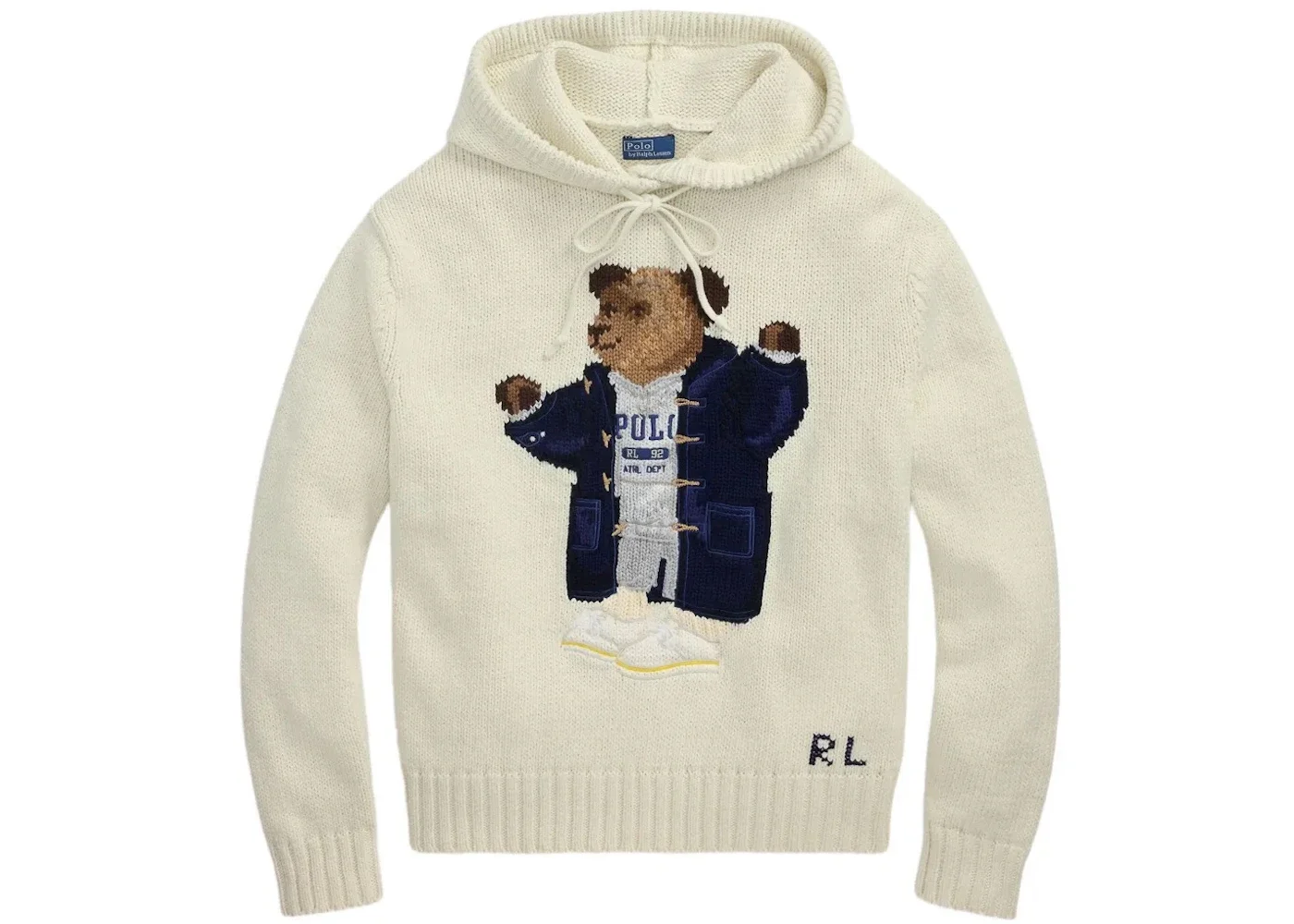 Polo Ralph Lauren Bear Long Sleeve Hood Pullover Parchment Cream - 1