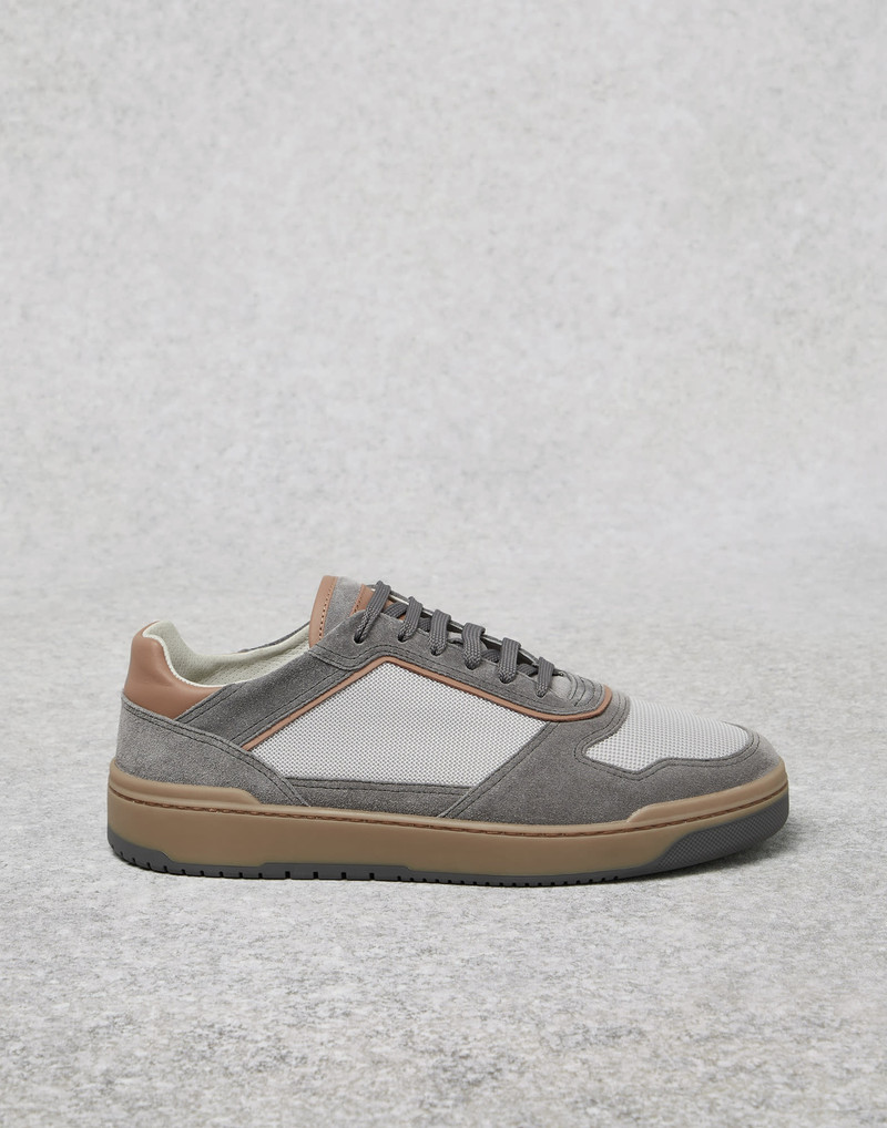 Techno fabric and suede basket sneakers 5