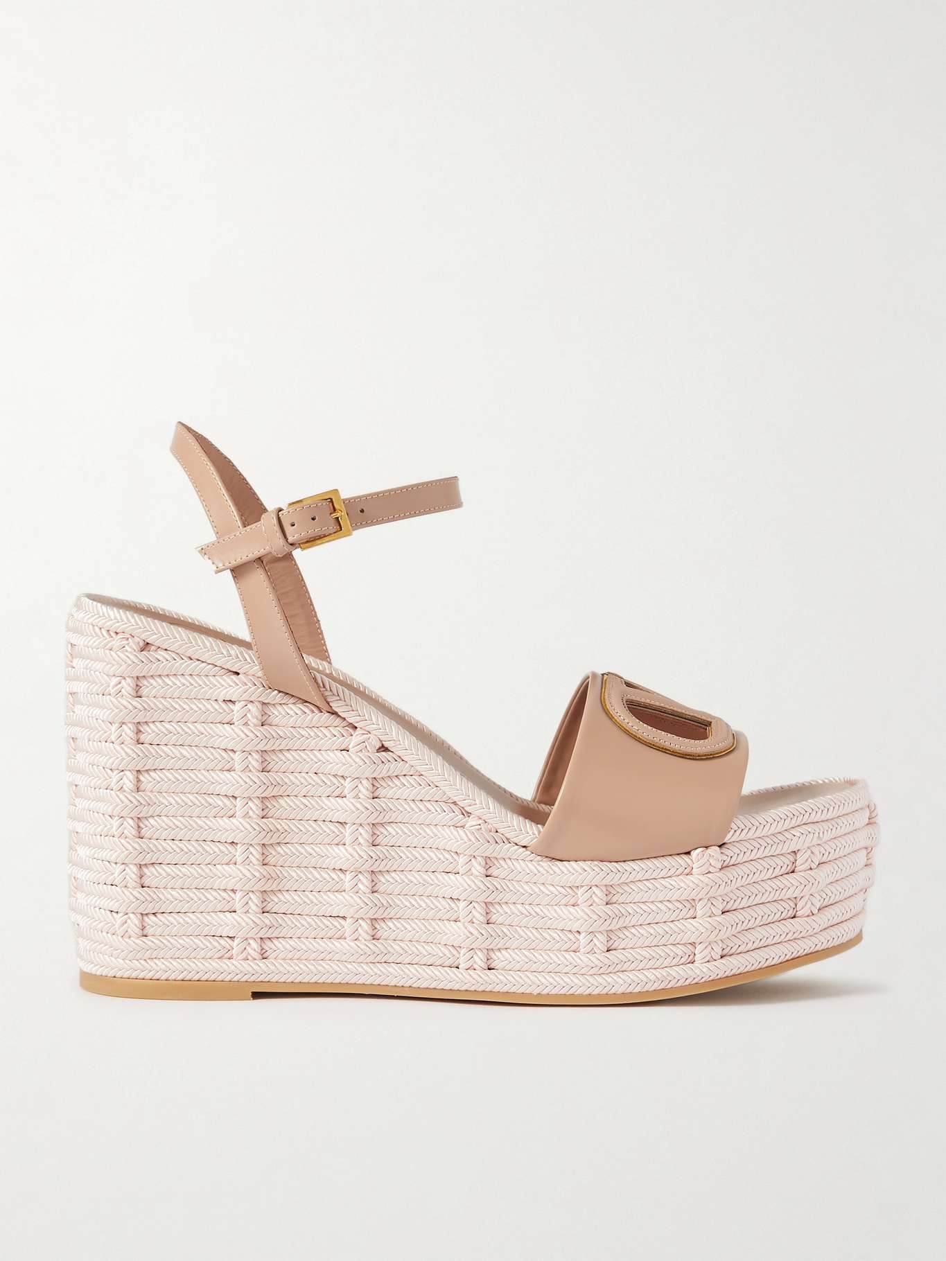 VLOGO cutout leather wedge sandals - 1