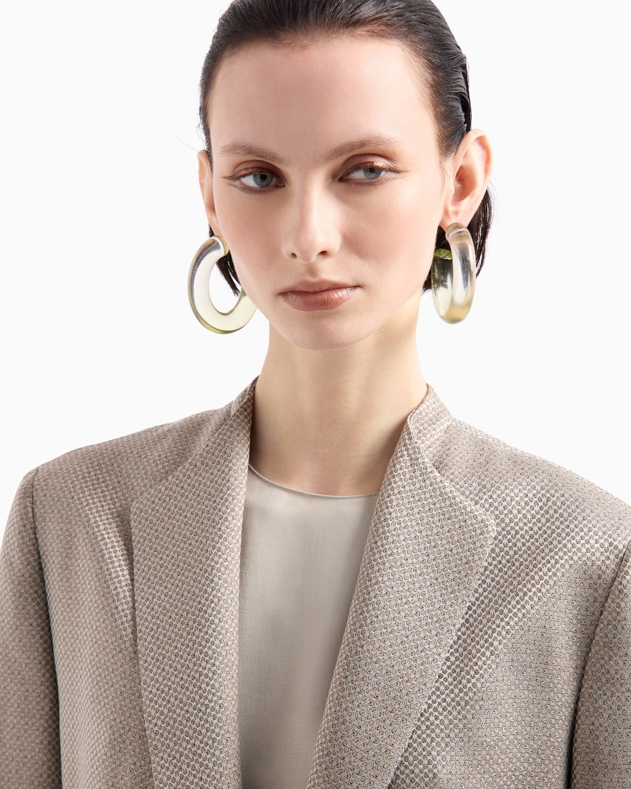 LONG SINGLE-BREASTED JACKET IN JACQUARD VISCOSE AND CUPRO - 4