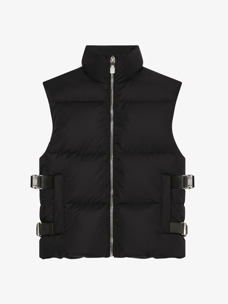 SLEEVELESS PUFFER JACKET WITH METALLIC DETAILS - 1