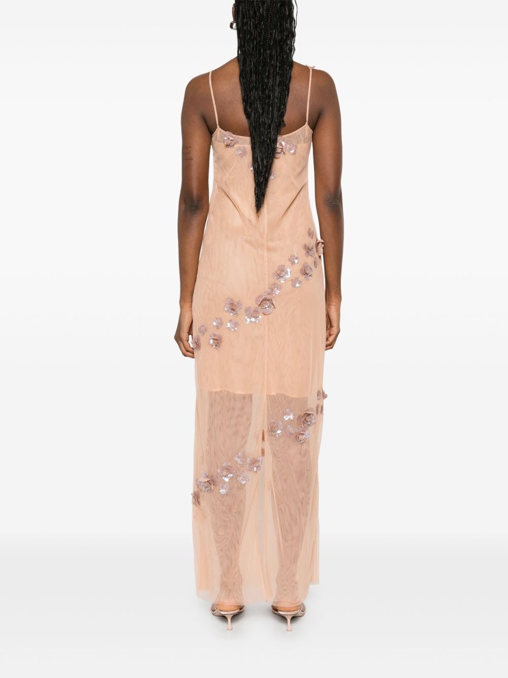 sequin-embellished tulle maxi dress - 4