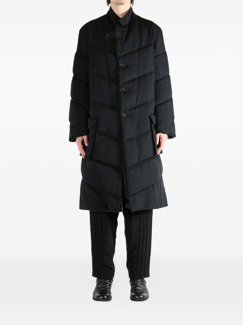Yohji Yamamoto quilted diagonal-seam coat outlook
