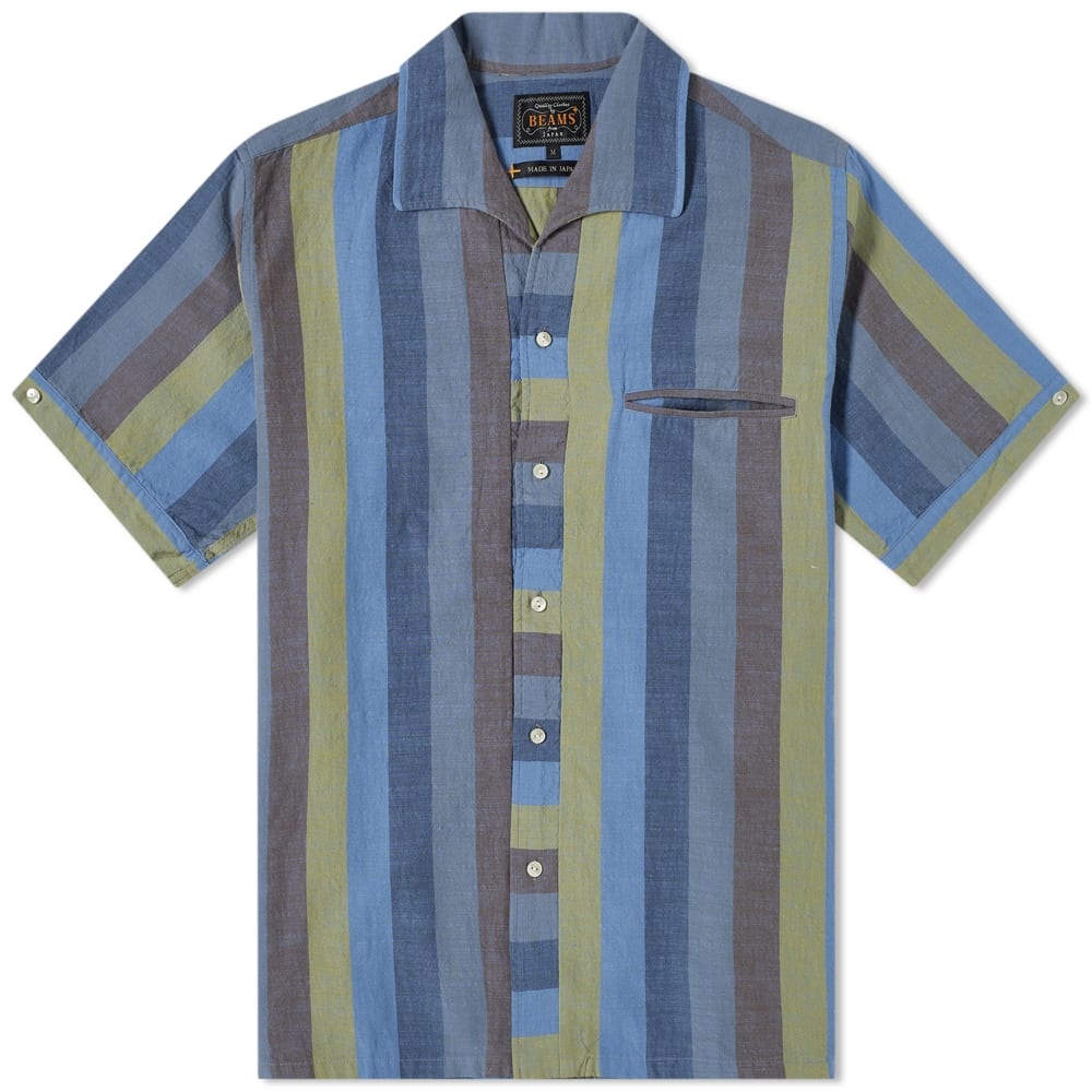 Beams Plus Short Sleeve Italian Collar Stripe Shirt - 1