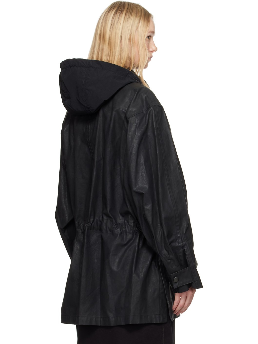 Black Hooded Parka Jacket - 3