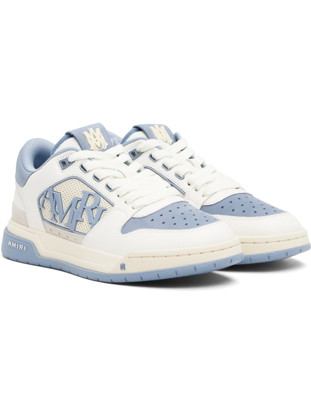White & Blue Classic Low Sneakers - 4