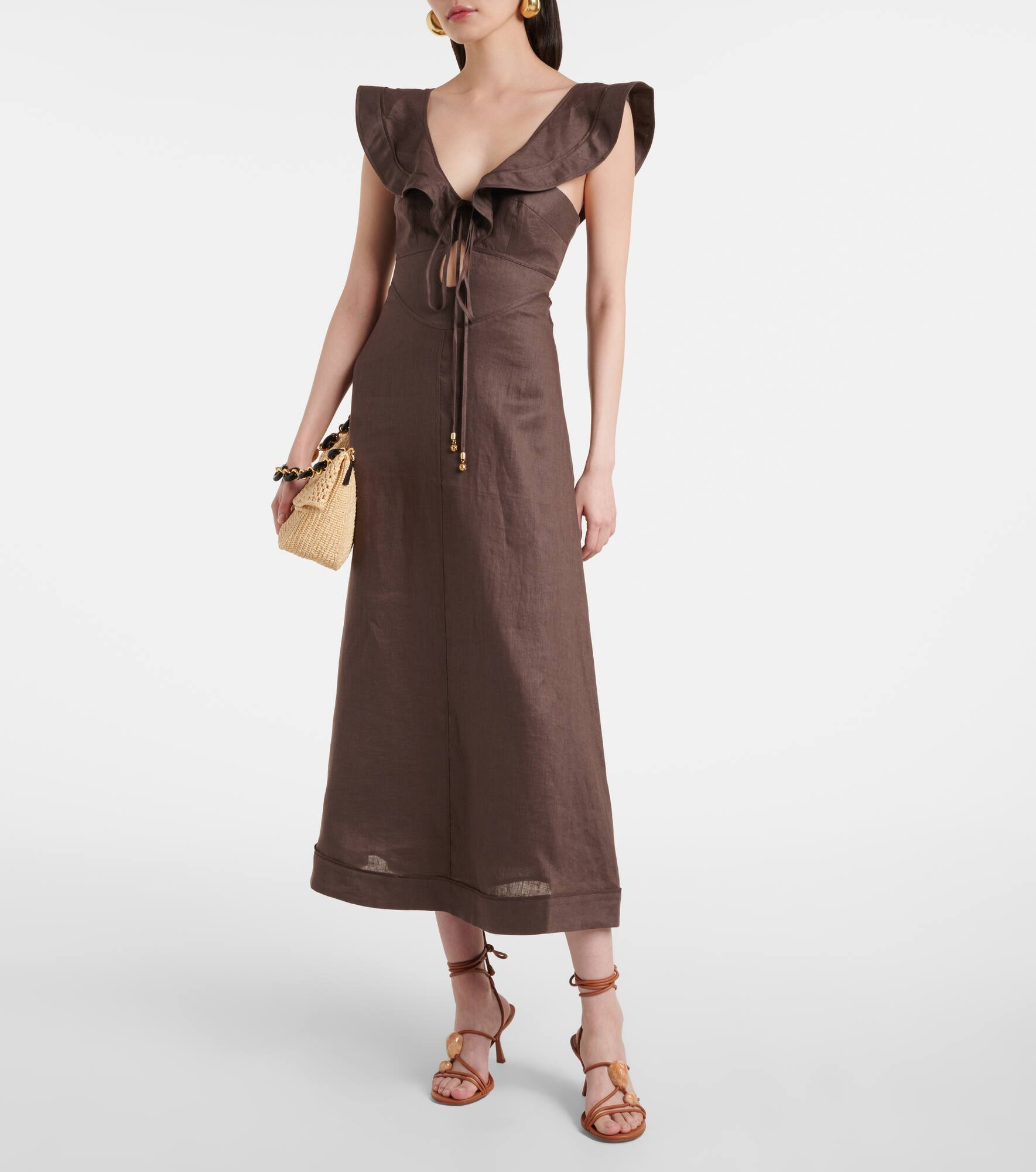 Rhiannon ruffled linen midi dress - 2