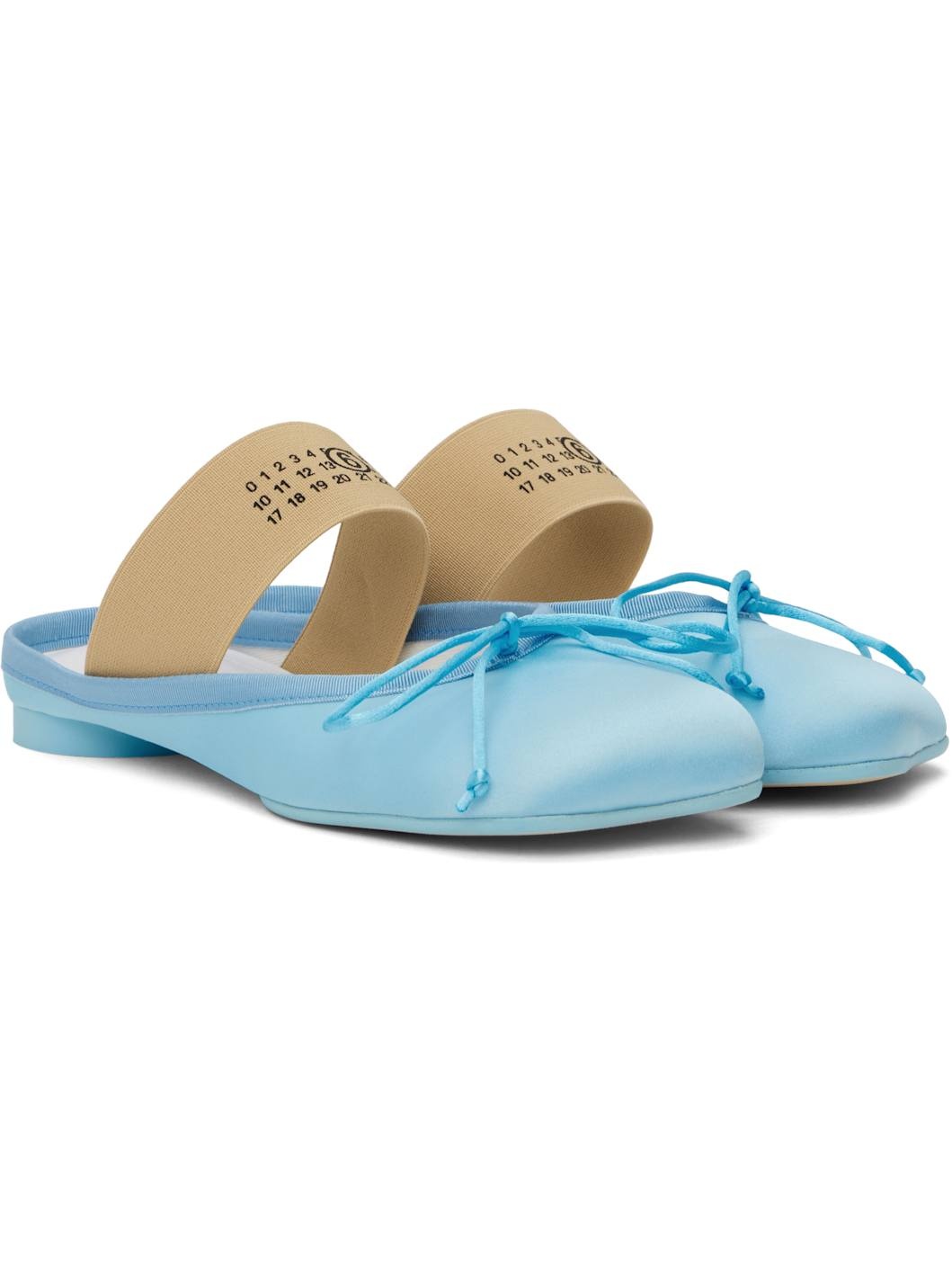 Blue Satin Ballerina Mules - 4