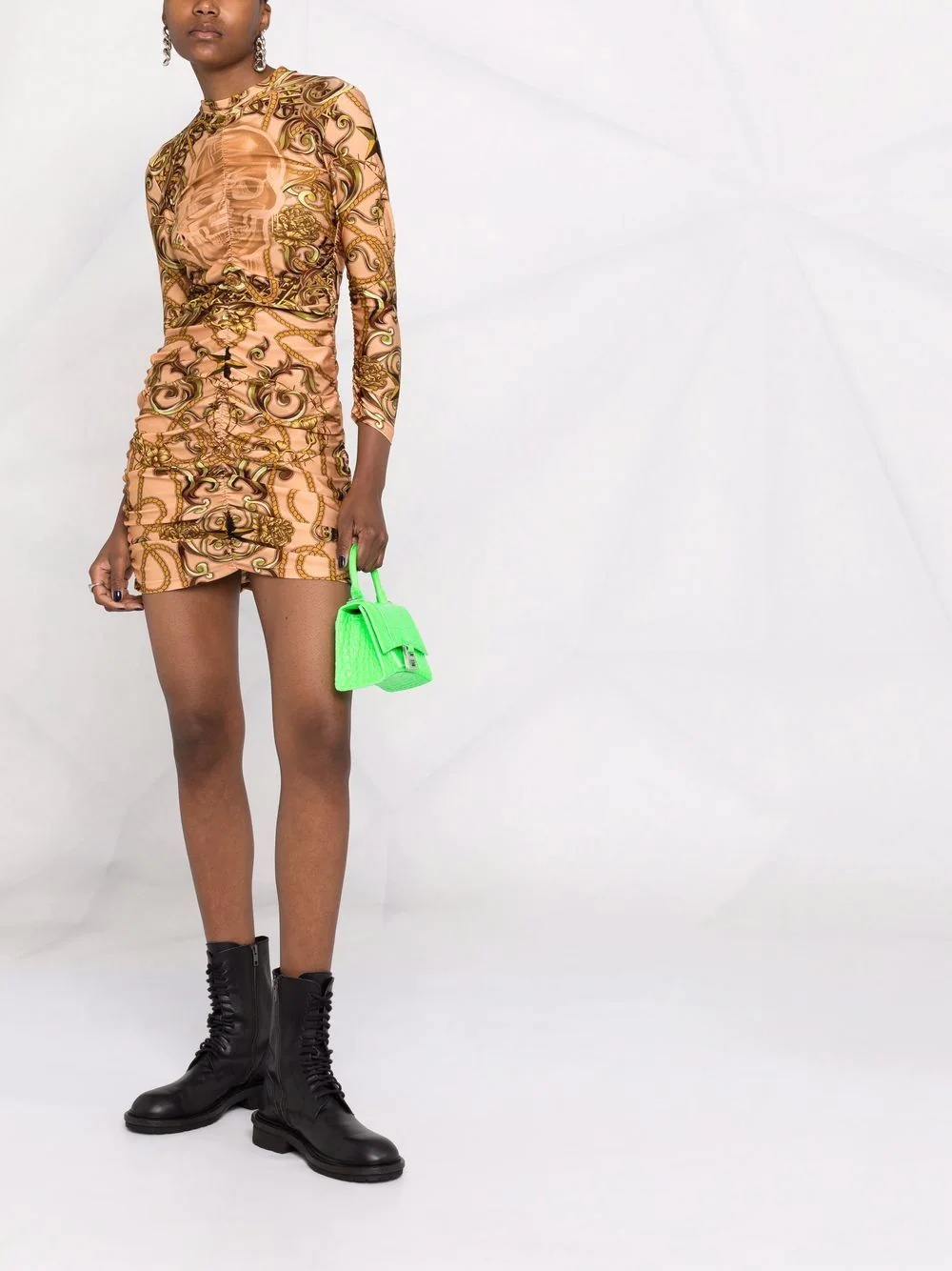 baroque-print bodycon dress - 2