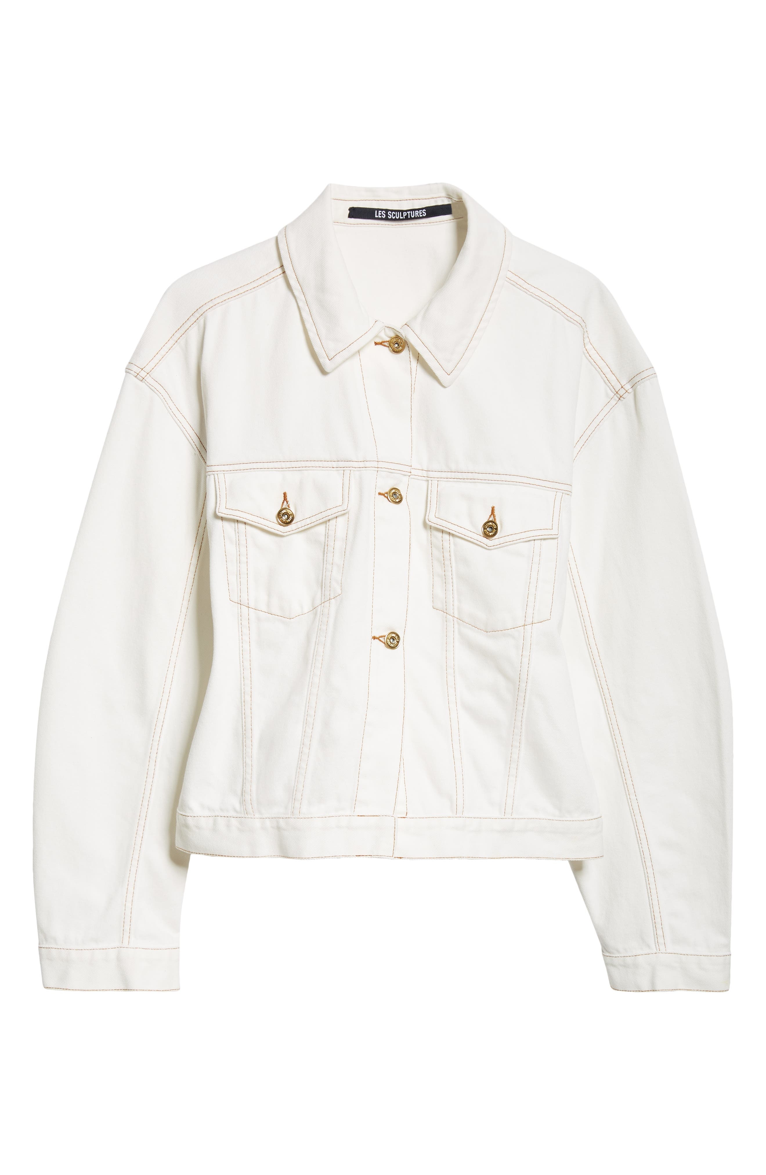 Jacquemus La Veste de-Nîmes Denim Trucker Jacket in Off-White/Tabac at Nordstrom - 7