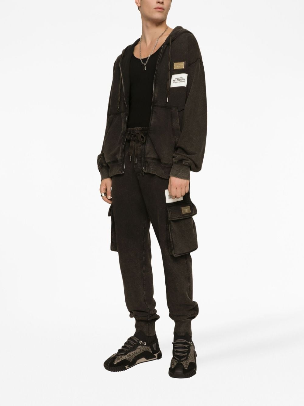 logo-patch tapered cargo trousers - 2