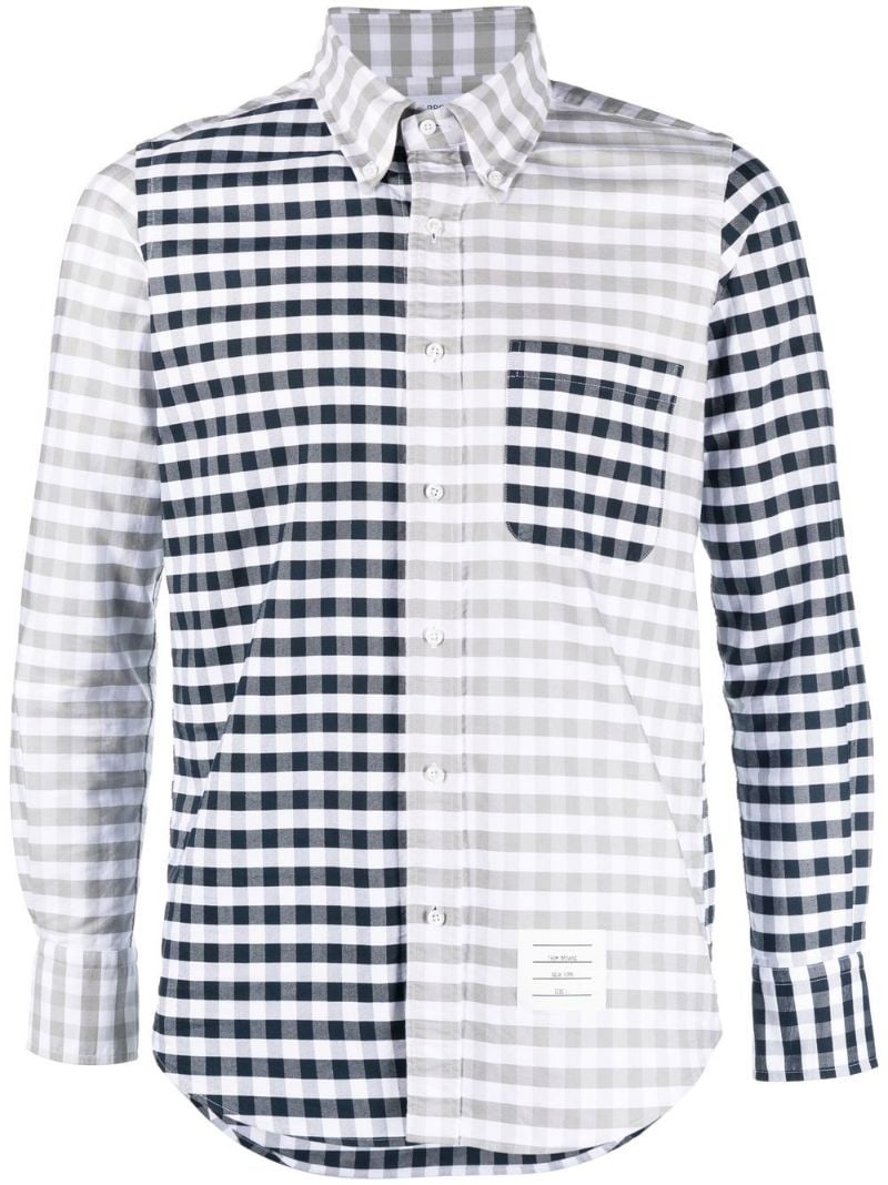 panelled gingham cotton shirt - 1
