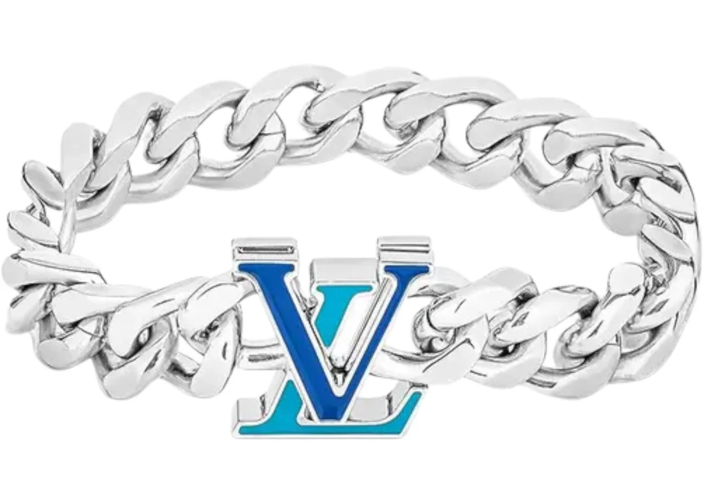 Louis Vuitton Stainless Steel Enamel M Costume Bracelet Silver - 1