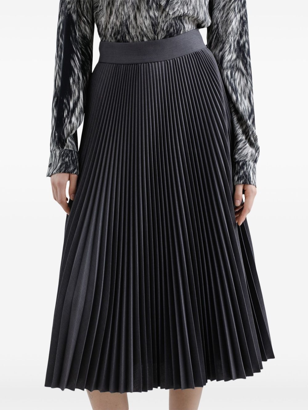 plissé-effect midi skirt - 6