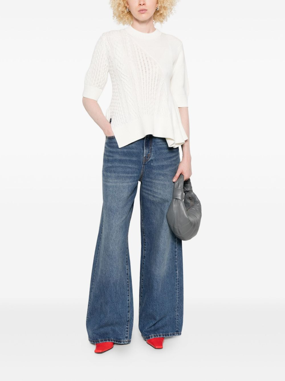 cable-knit flared top - 2