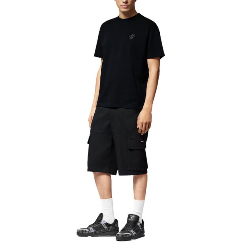 Louis Vuitton LOUIS VUITTON Damier Cotton Pique T-Shirt 'Black' 1AFRAL outlook