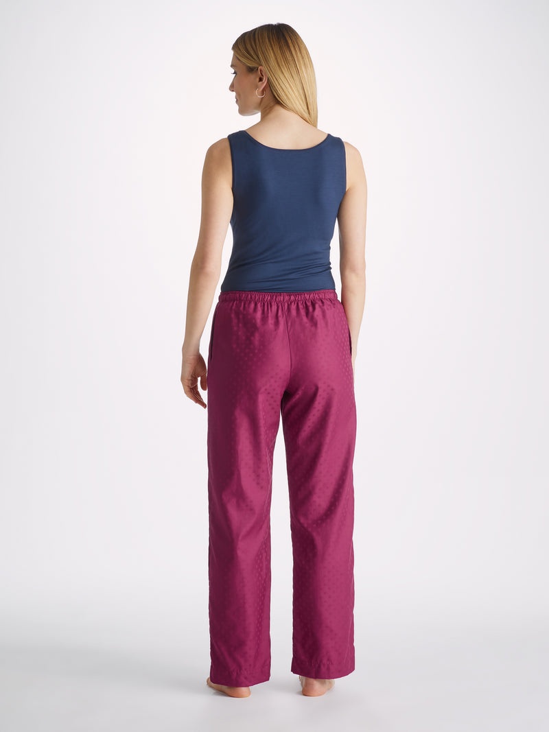 Women's Lounge Trousers Kate 7 Cotton Jacquard Berry - 4