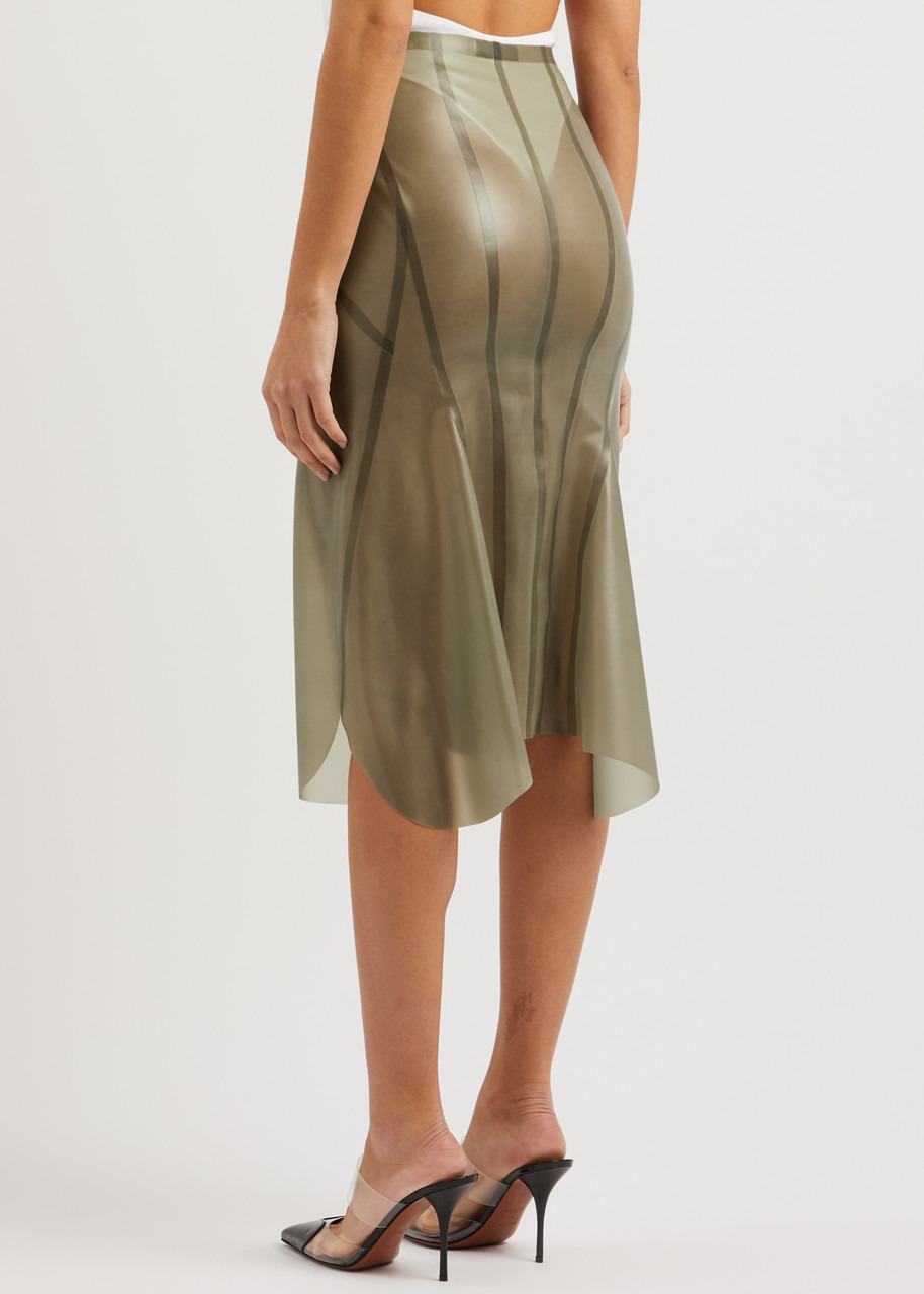 Printed sheer latex midi skirt - 3