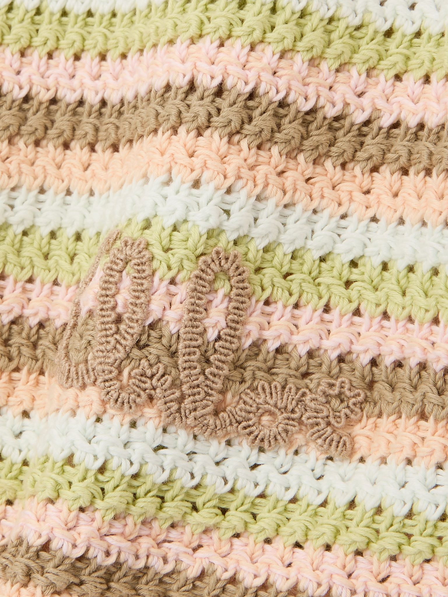 Cropped embroidered striped crocheted cotton tank Neutral - 4