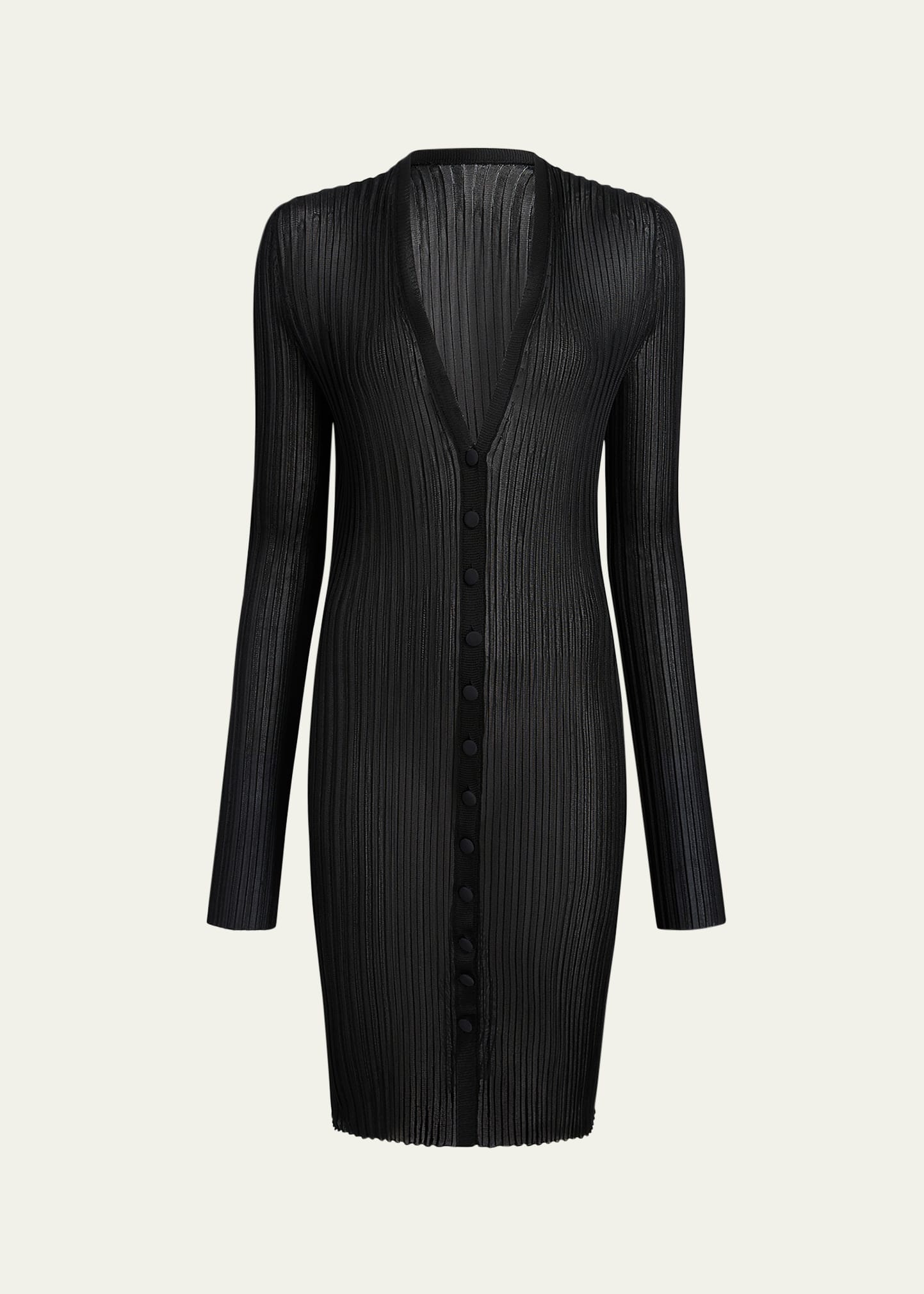 Ramon Wide Rib V-Neck Long Cardigan - 1