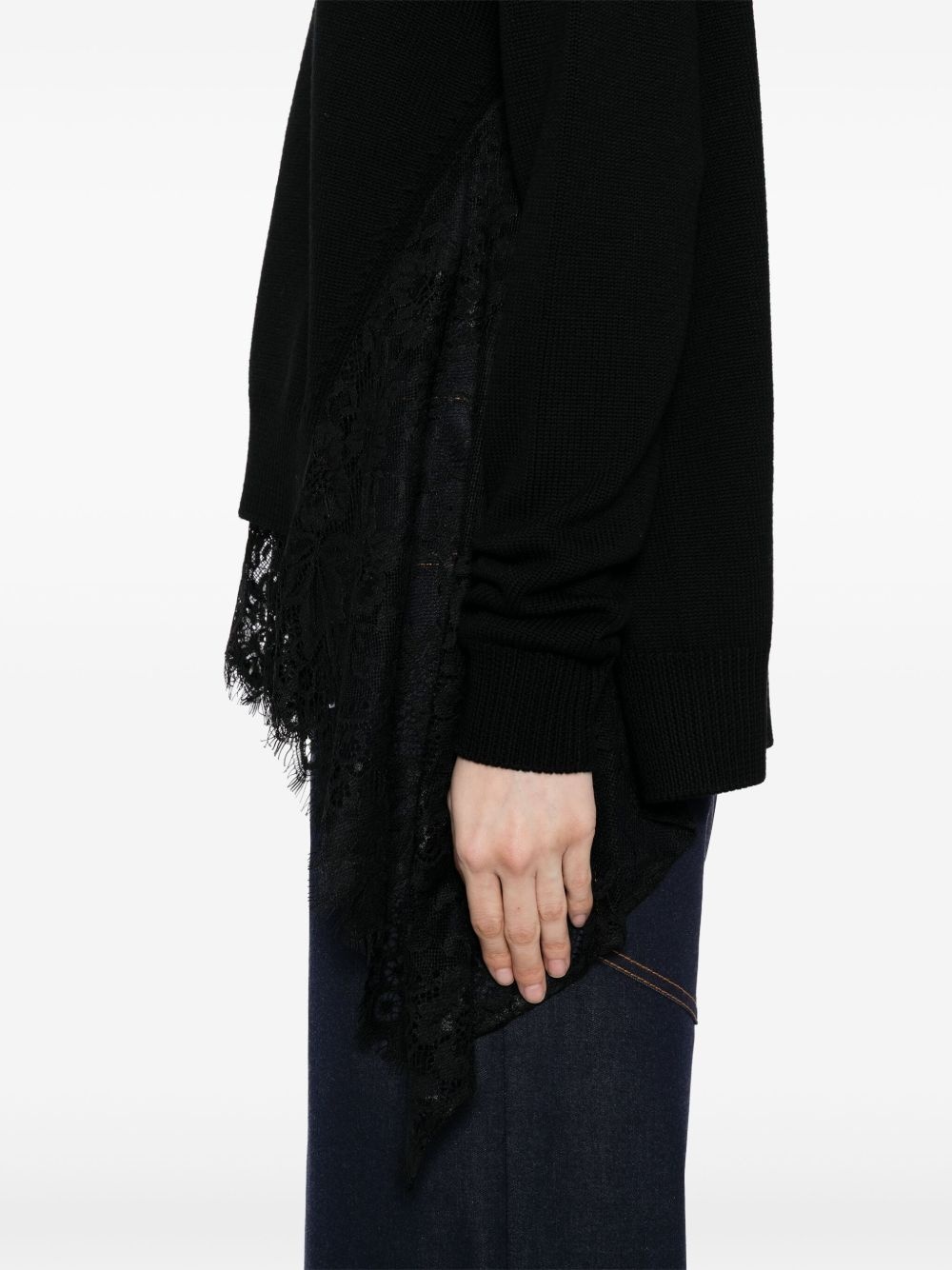 lace-insert sweater - 5