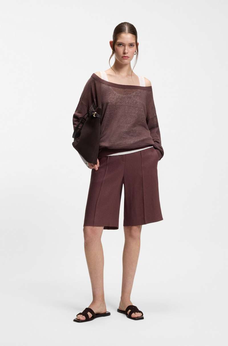 BOSS RELAXED-FIT SHORTS IN A LINEN BLEND outlook