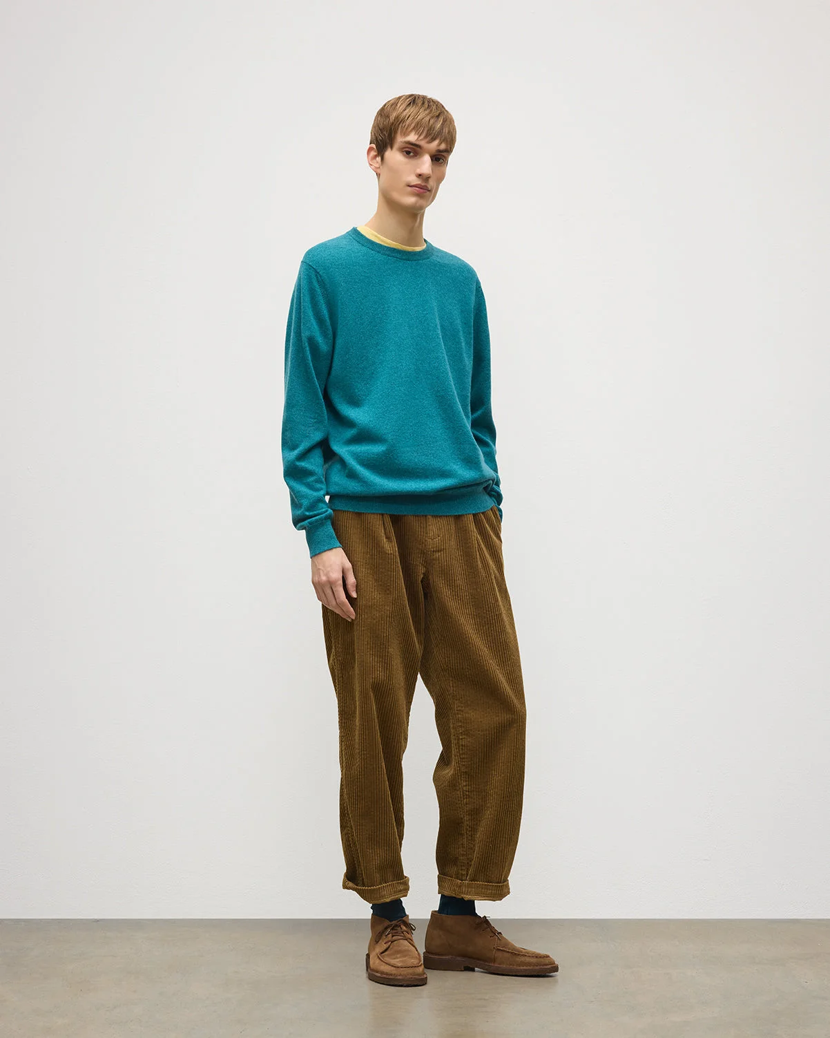 Reuben Green Cashmere Crew Jumper - 1