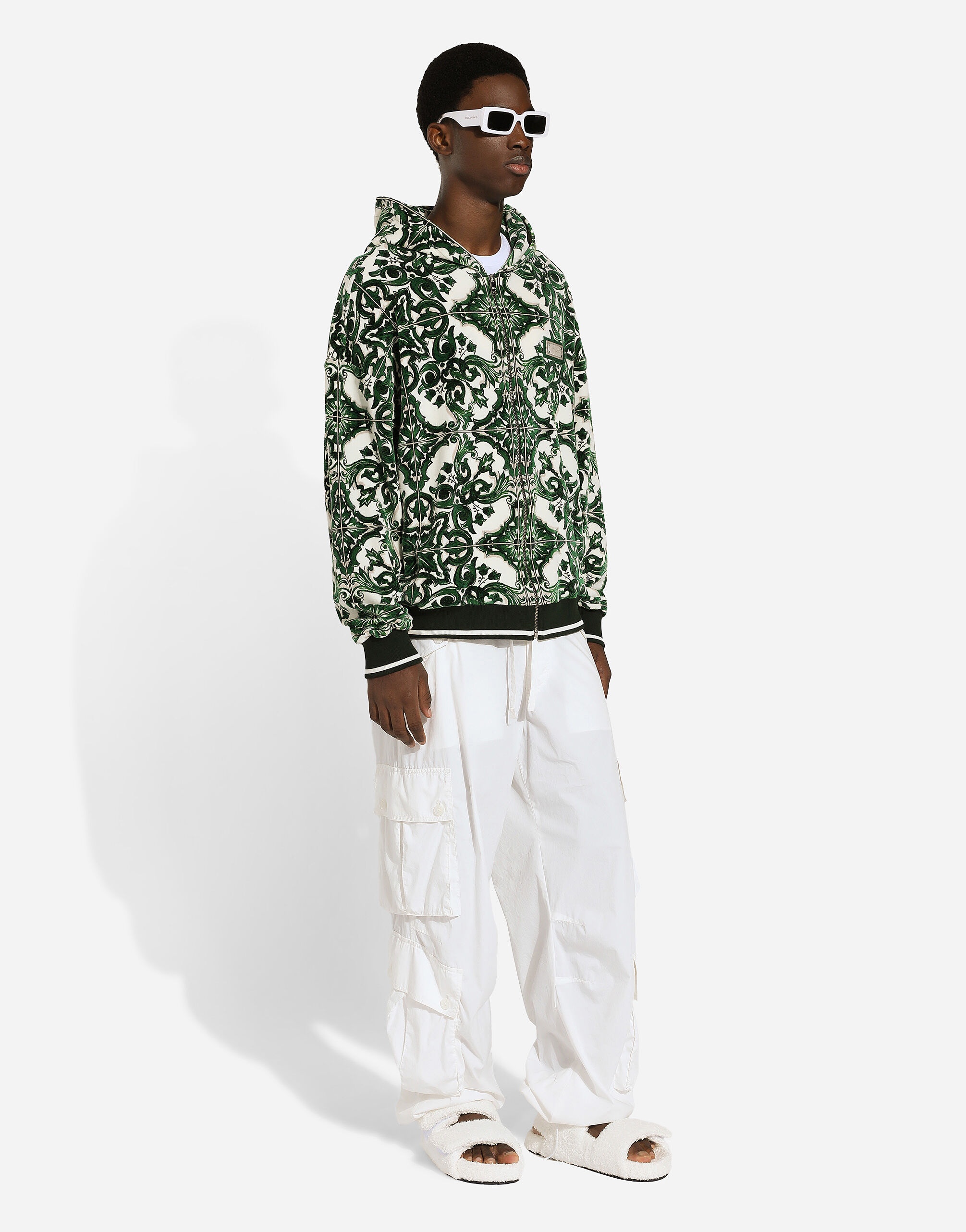 Zip-up hoodie with majolica print - 5