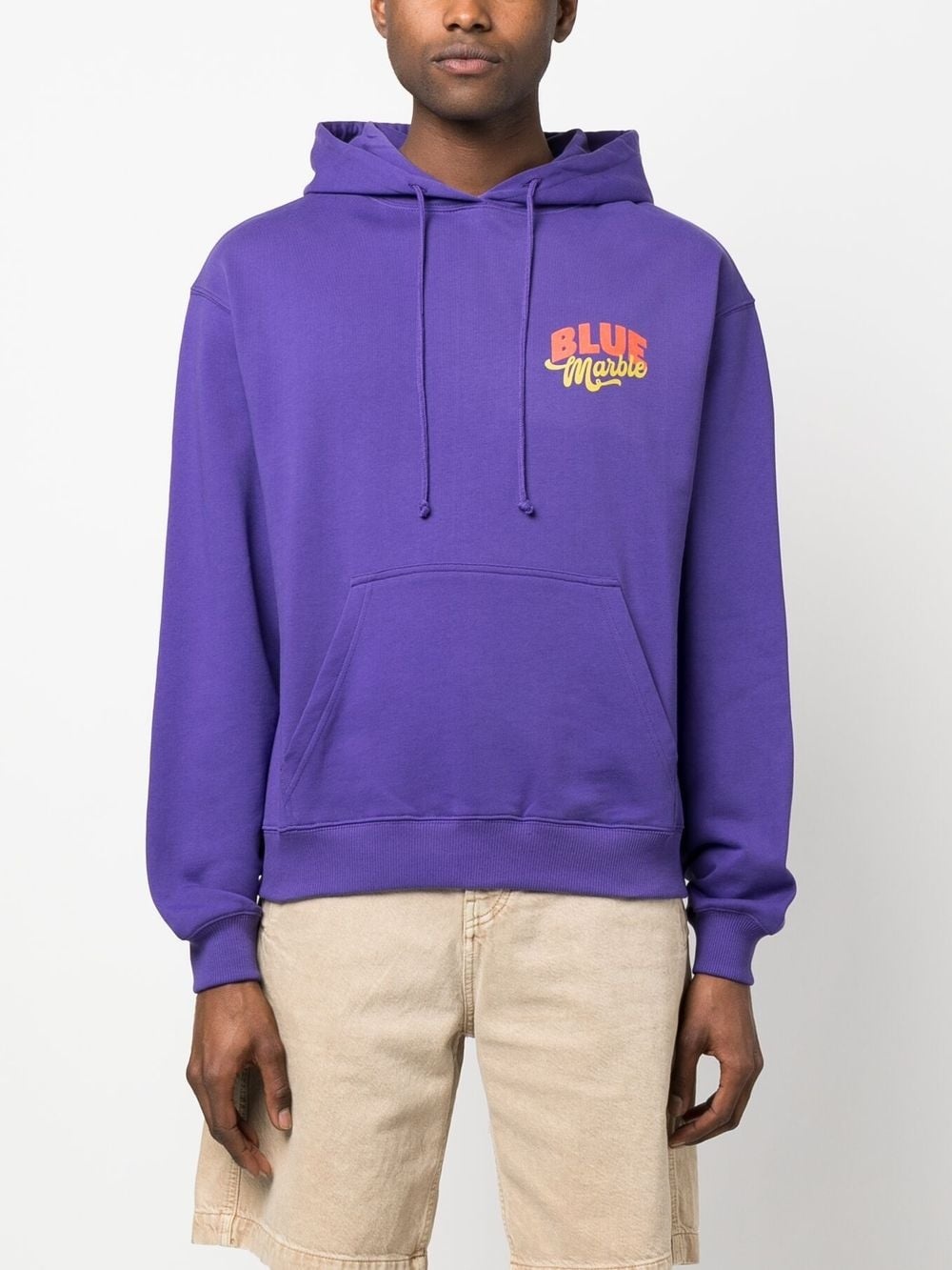 logo-print cotton hoodie - 3
