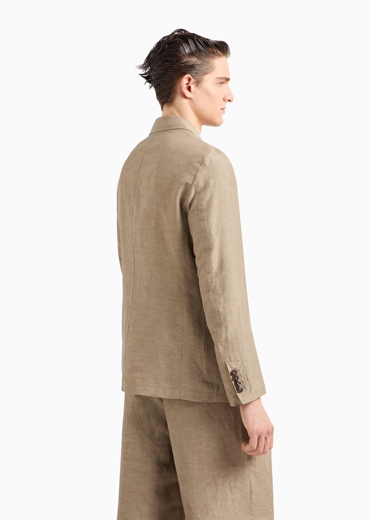 Viscose and linen canvas single-breasted jacket - 3