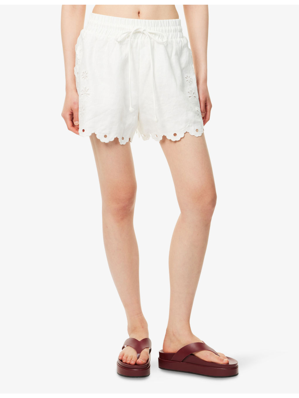 Richelieu Embroidered Linen Shorts - 3