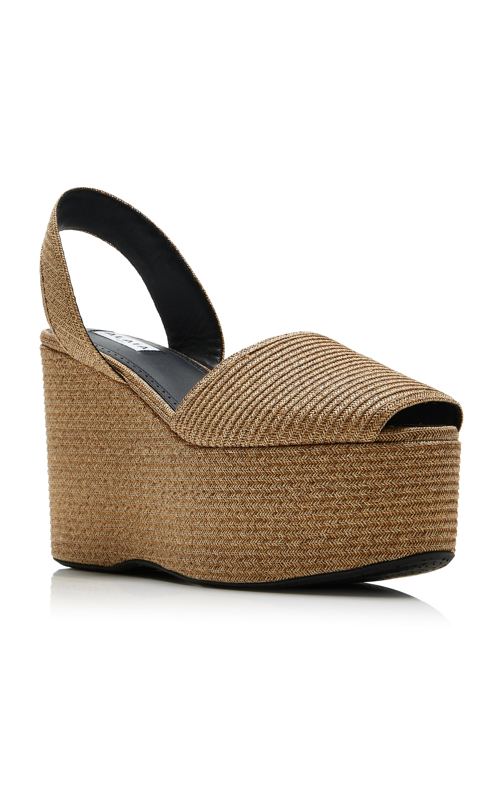 Raffia Platform Wedge Sandals tan - 3